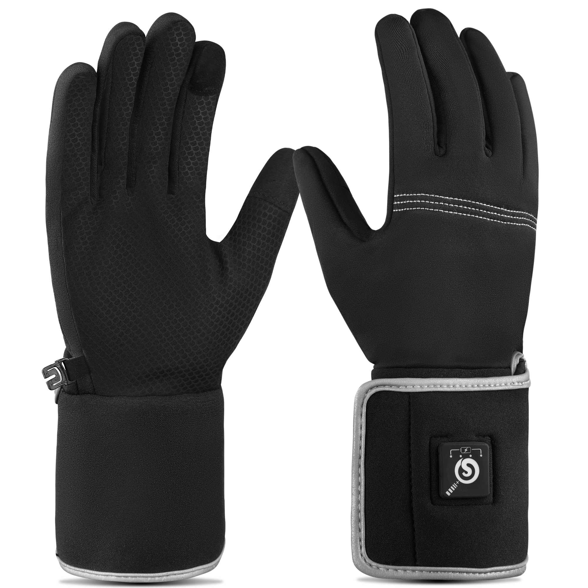 SAVIOR HEAT Electric Heated Gloves for Men & Women - 7.4V Rechargeable Battery Heated Glove Liners - Thin & Warm Winter Gloves for Skiing, Driving, Running, Cycling, Hiking, Camping & Outdoor Activities - Perfect for Cold Weather Work & Typing