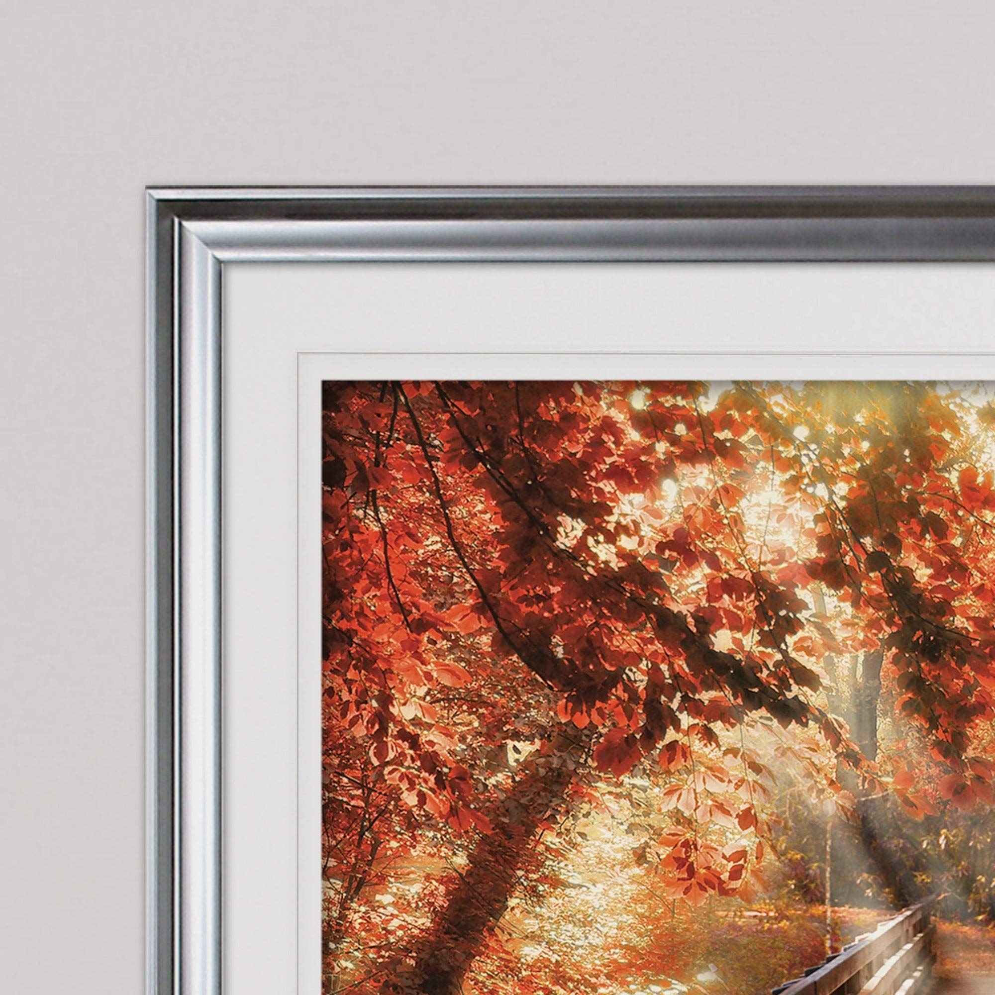 WEXFORD HOME Autumn Bridge Premium Framed Print - Gold Large Wall Art for Living Room, Bedroom & Office Decor