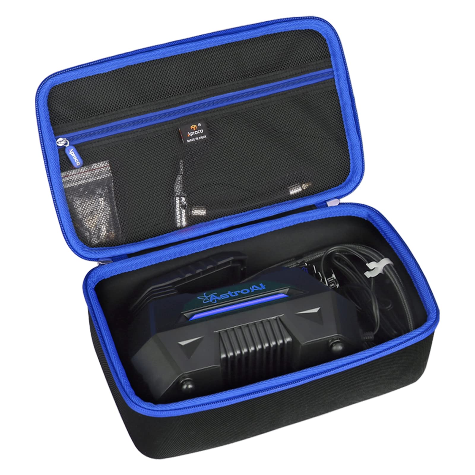 Aproca Hard Storage Travel Case for AstroAI Air Compressor Tire Inflator - Portable Air Pump Protective Carrying Bag with Blue Zipper - Perfect for Road Trips, Camping & Emergency Car Maintenance