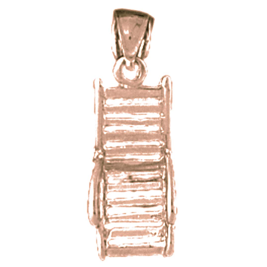 14K Rose Gold Beach Chair Pendant Necklace - 2mm Solid Gold Jewelry for Women - Perfect for Summer Vacations, Beach Parties & Gift Giving