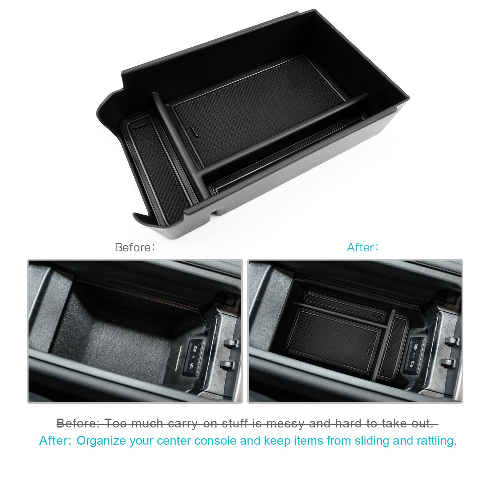 Premium Center Console Organizer for Mercedes Benz GLC 300 SUV (2023-2024) | Black Armrest Tray Storage Box | GLC-Class Accessories | Perfect for Road Trips & Daily Commute