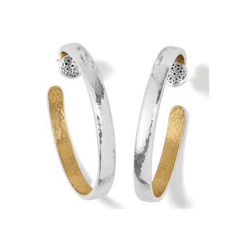 Brighton Ferrara Entrata Medium Hoop Earrings in Silver Tone - Elegant Everyday Wear for Women, Perfect for Office, Date Night & Special Occasions