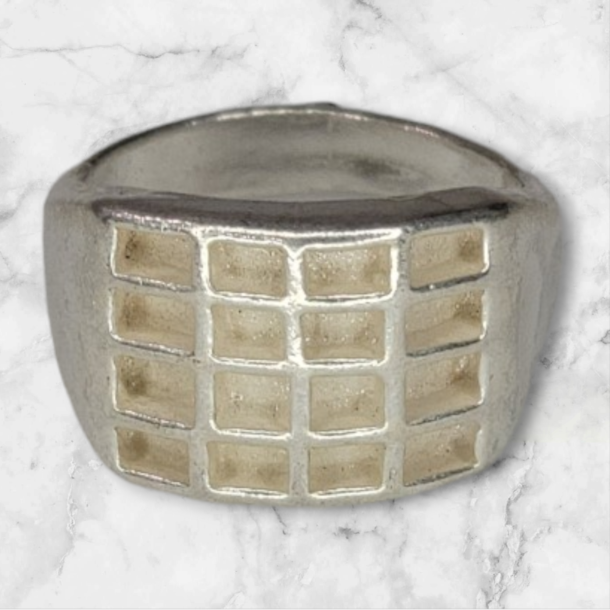 Solid Sterling Silver Inlay Rectangle Blank Ring Setting - Rough Cast DIY Jewelry Making, Empty Ring Band for Carving & Engraving (Size 7-9) - Perfect for Silversmiths, Jewelry Designers & Handcrafted Wedding Bands