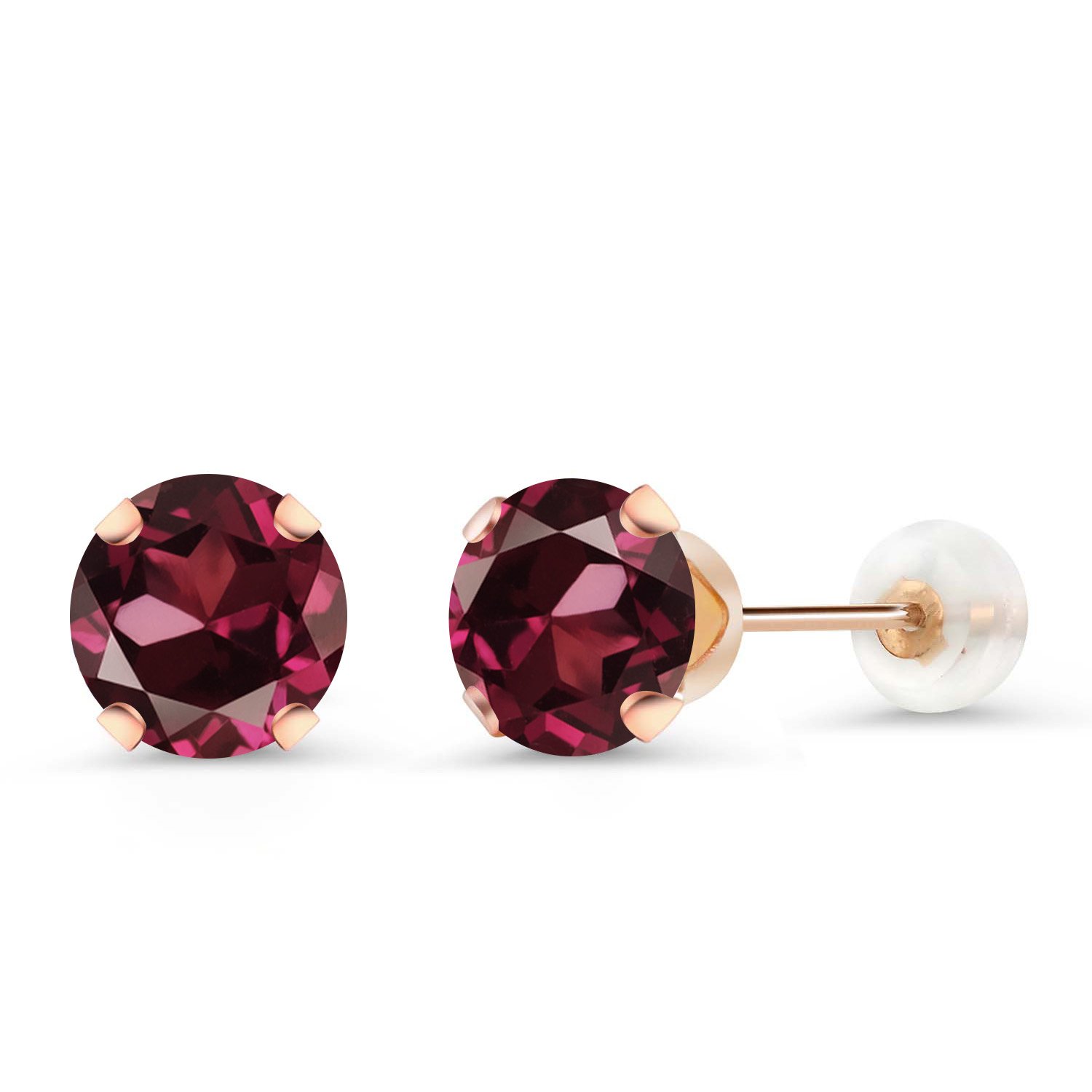 10K Rose Gold Round Birthstone Stud Earrings for Women & Men | 6MM Gemstone Jewelry | Perfect Gift for Birthday, Anniversary & Special Occasions