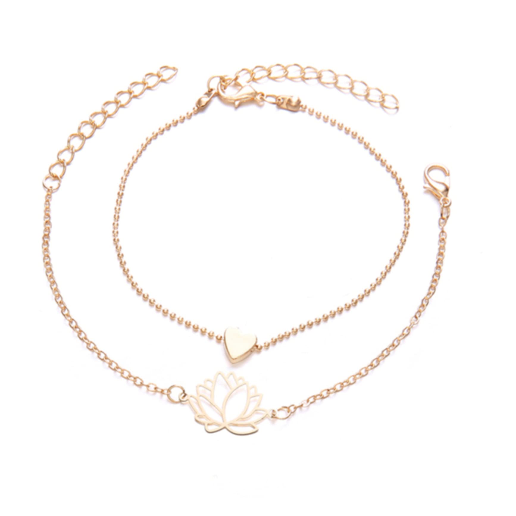 Elegant Adjustable Lotus Bracelet Set - 2Pcs Dainty Layered Stackable Wrap Bangles for Women | Perfect for Everyday Wear, Office & Special Occasions