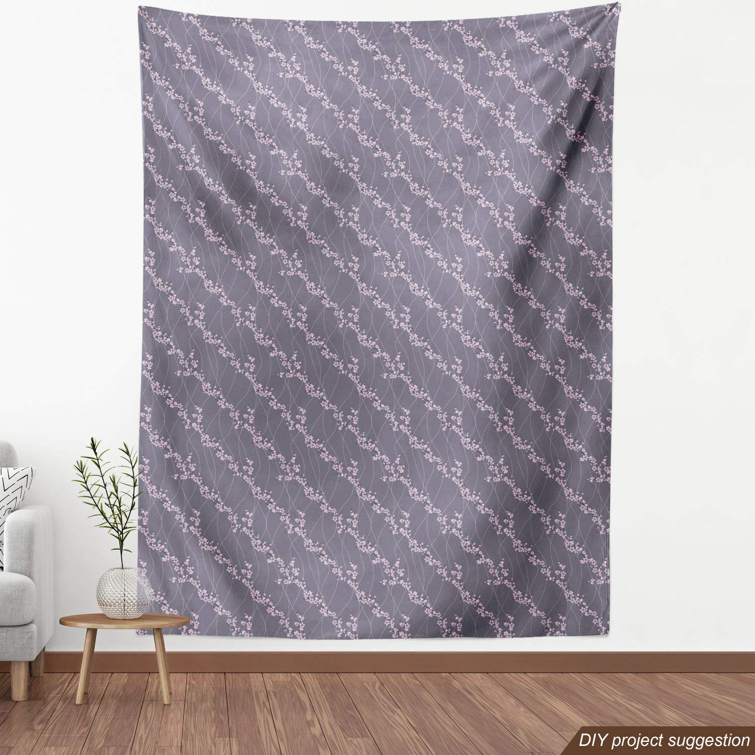 Ambesonne Floral Fabric by The Yard - Japanese Sakura Cherry Blossom Branches Modern Oriental Print, Taupe & Pale Pink Decorative Upholstery Fabric for Sofa, Curtains, Pillows & Home Decor | Perfect for Spring Home Accents & DIY Craft Projects