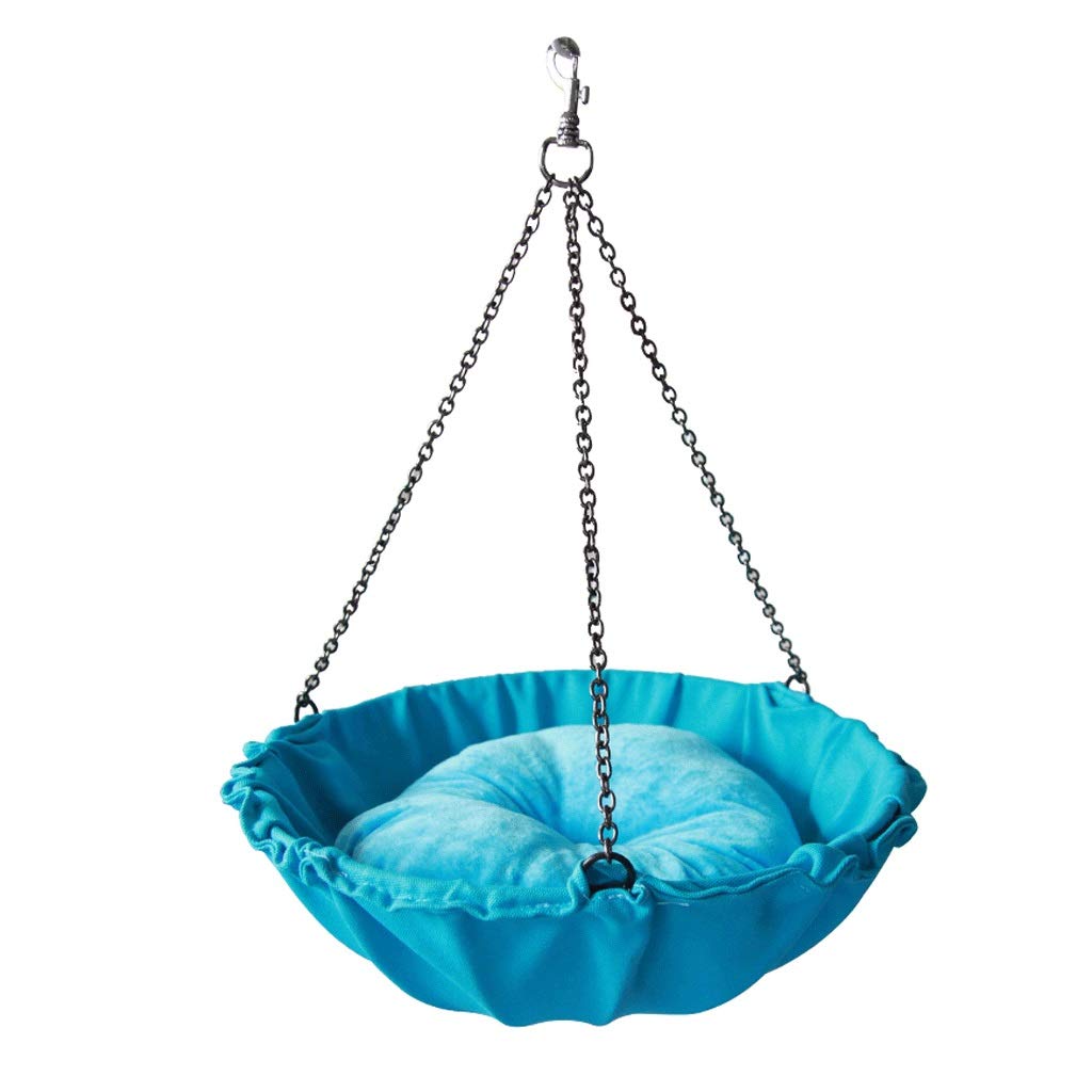 Cozy Pet Hammock for Cats - Warm Hanging Bed with Cushion, Small Blue - Perfect for Indoor Relaxation
