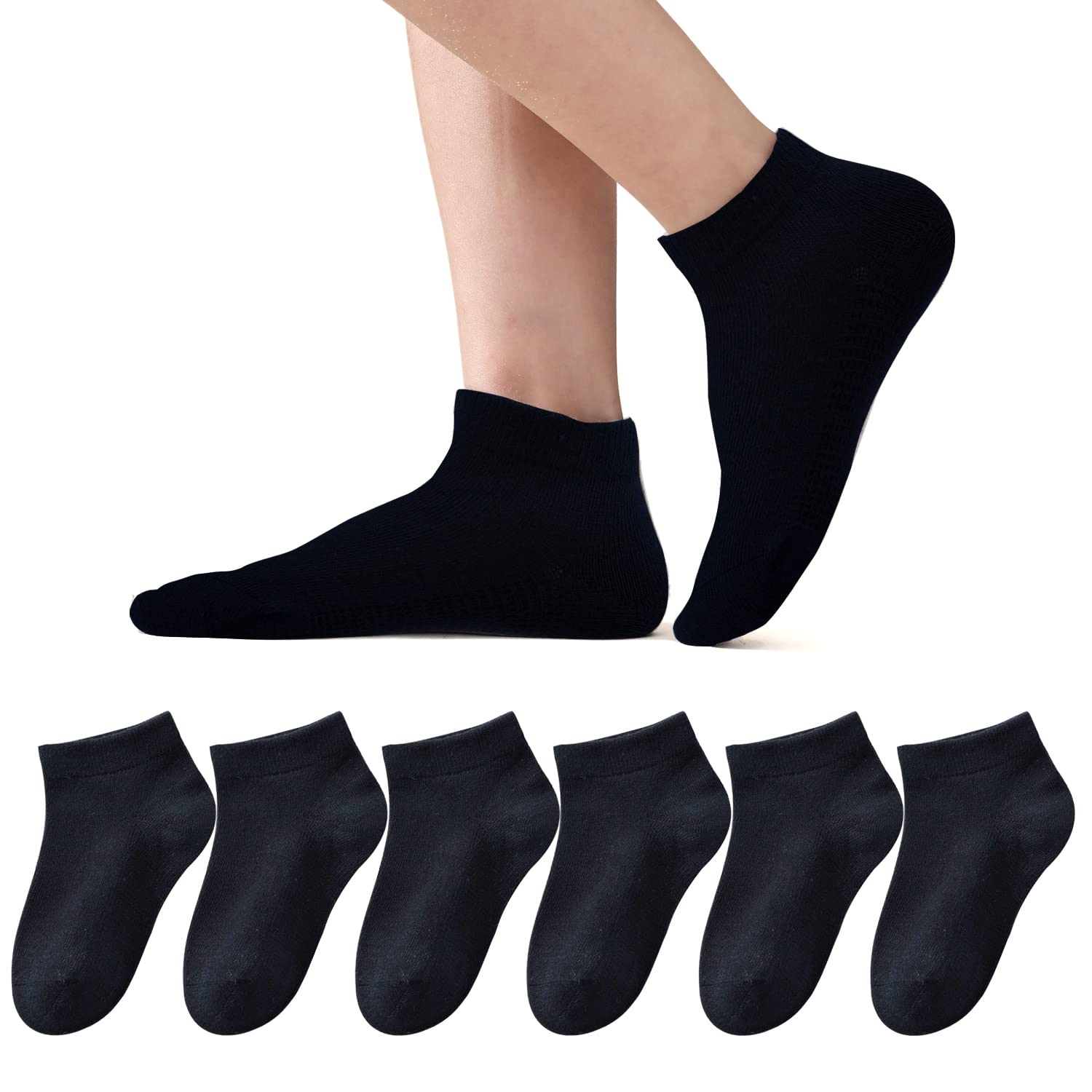 EPEIUS Kids Ankle Socks - 6 Pack Seamless Low Cut No Show Cotton Socks for Boys & Girls - Breathable Athletic Socks for School, Sports & Everyday Wear