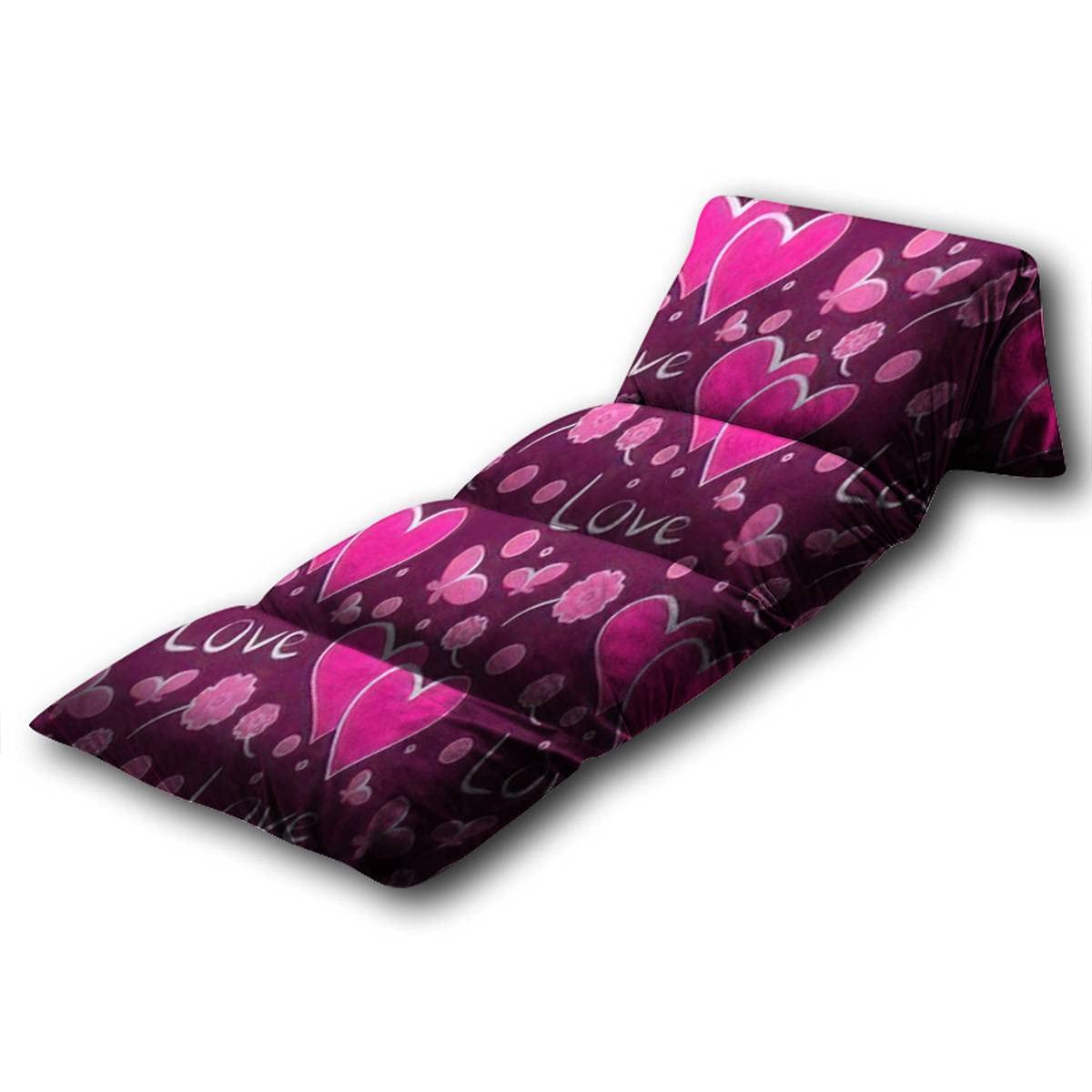 Kids Floor Pillow with Pink Hearts, Butterflies & Flowers Pattern - Soft Reading & Play Mat for Slumber Parties, Bedroom Decor - King Size Floor Lounger for Girls' Sleepovers, Game Nights & Cozy Relaxation