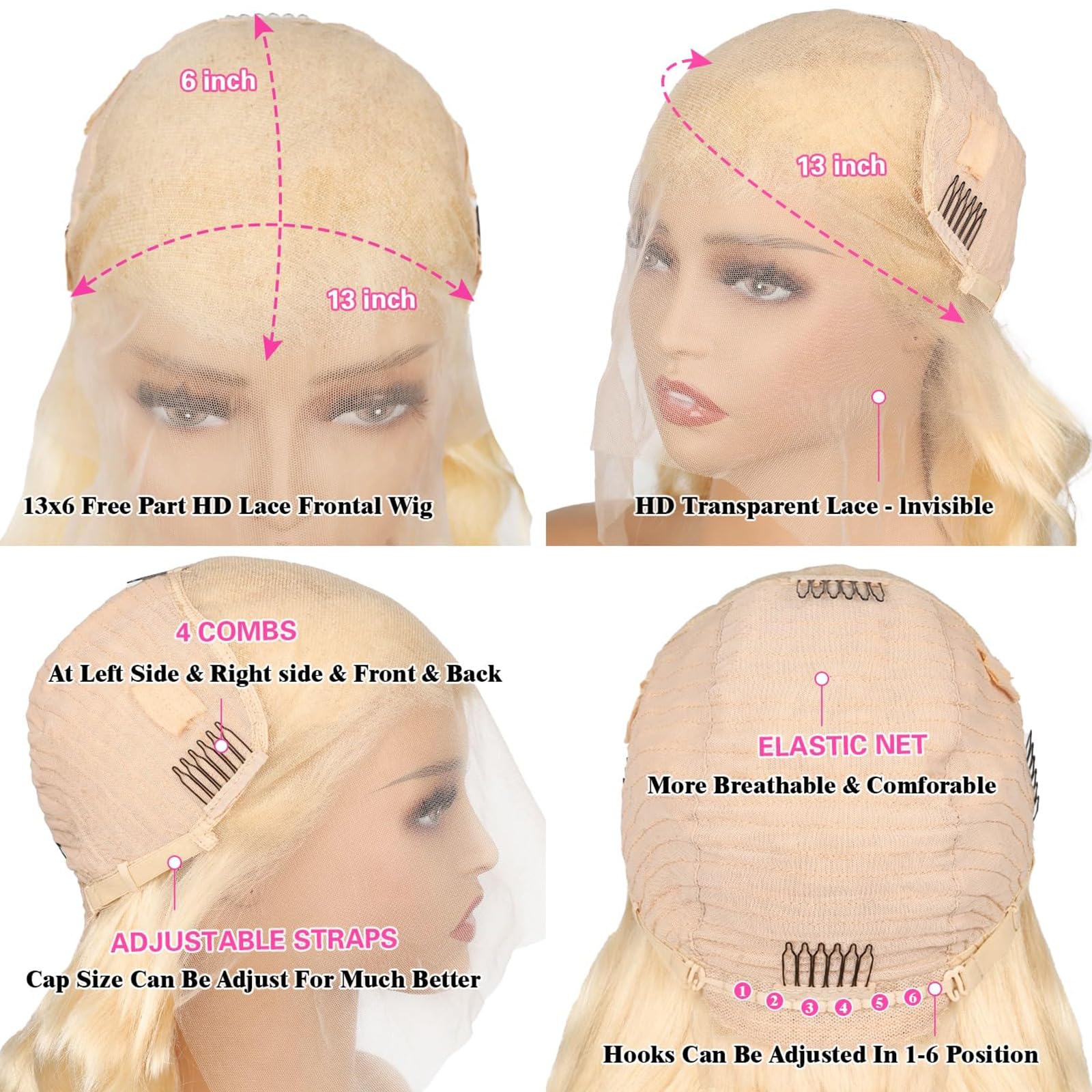 613 Blonde 13x6 HD Lace Front Wig Human Hair - 200% Density 32 Inch Body Wave Lace Frontal Wig with Pre-Plucked Hairline & Baby Hair for Women | Natural Look for Daily Wear, Parties & Special Occasions