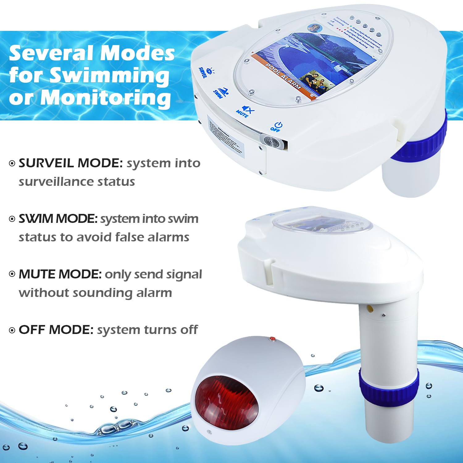 Wireless Pool Alarm for Inground & Above Ground Pools - Water Motion Sensor & Immersion Safety Alarm System with Remote Receiver | FCC-Compliant for Kids & Pets Safety | Perfect for Backyard, Vacation Homes & Community Pools