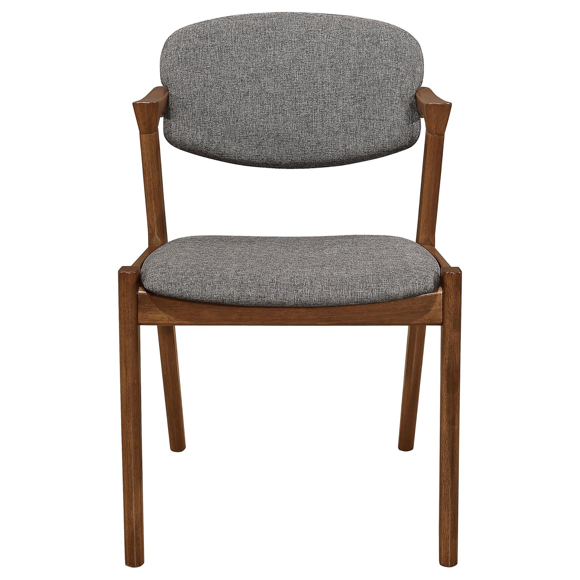 Dark Walnut & Grey Modern Dining Chairs Set of 2 - Solid Wood Accent Chairs for Kitchen, Dining Room, Breakfast Nook & Home Decor