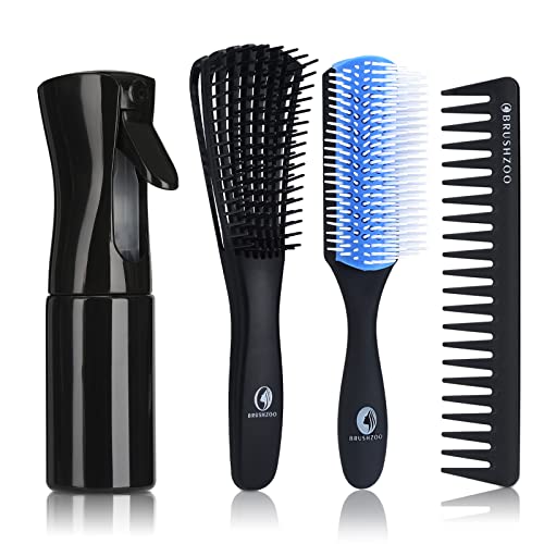 Detangling Hair Brush Set with Hair Spray Bottle - Gentle Knot-Free Styling for Kids & Adults - Perfect for Wet & Dry Hair, Travel & Home Use