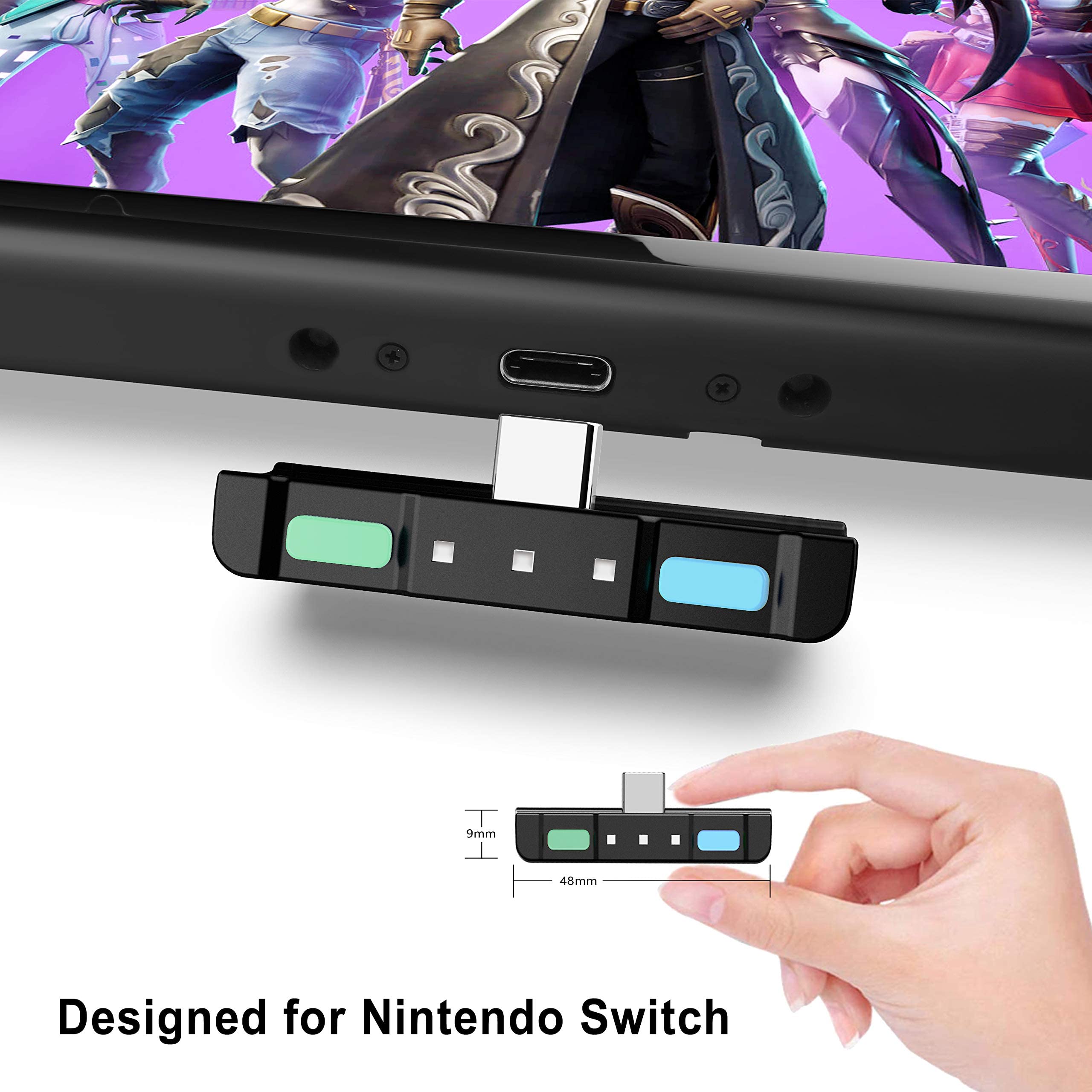 HomeSpot Bluetooth 5.0 Audio Transmitter Adapter with USB-C & APTX Low Latency - Compatible with Nintendo Switch Lite, AirPods, PS5, Bose, Sony Headphones - Animal Crossing Themed Colors - Perfect for Gaming, Travel & Wireless Audio Streaming