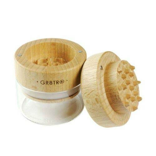 RYOT Wood GR8TR Herb Grinder - Premium Beech Top & Clear Jar | Matte Black & Walnut Options | Perfect for Kitchen, Camping & Travel Use