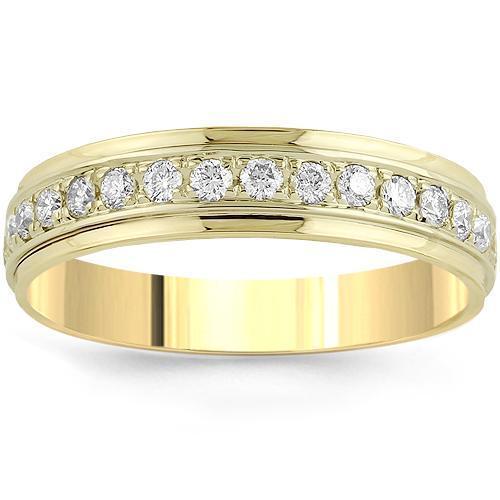 14K Yellow Solid Gold Men's Classic Diamond Eternity Ring Band 1.30 CTW - Perfect Wedding Band, Anniversary Gift & Luxury Jewelry for Him