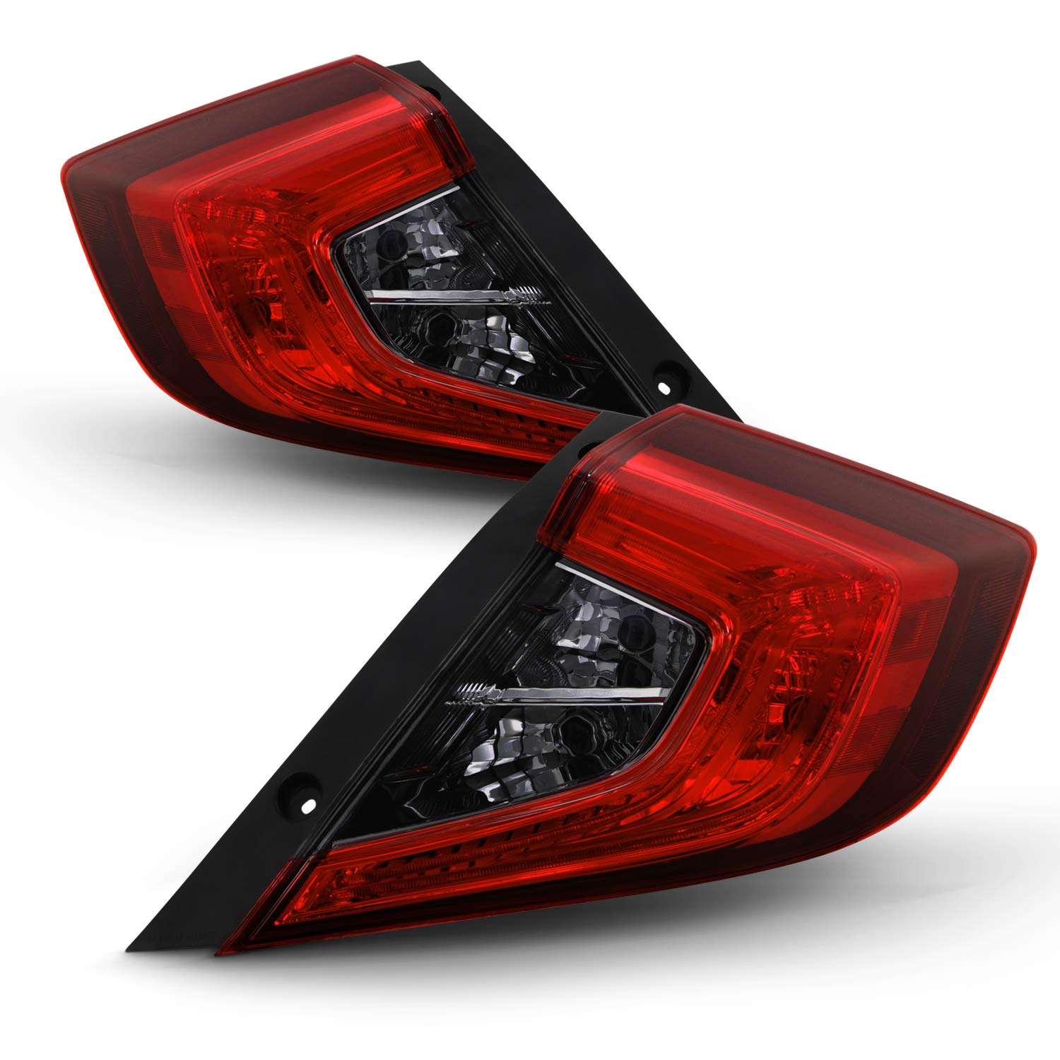 AKKON Red Smoked LED Tail Lights Pair for 2016-2021 Honda Civic Sedan - Left Driver & Right Passenger Side - US Built - Enhances Rear Visibility & Style for Night Driving & Car Shows