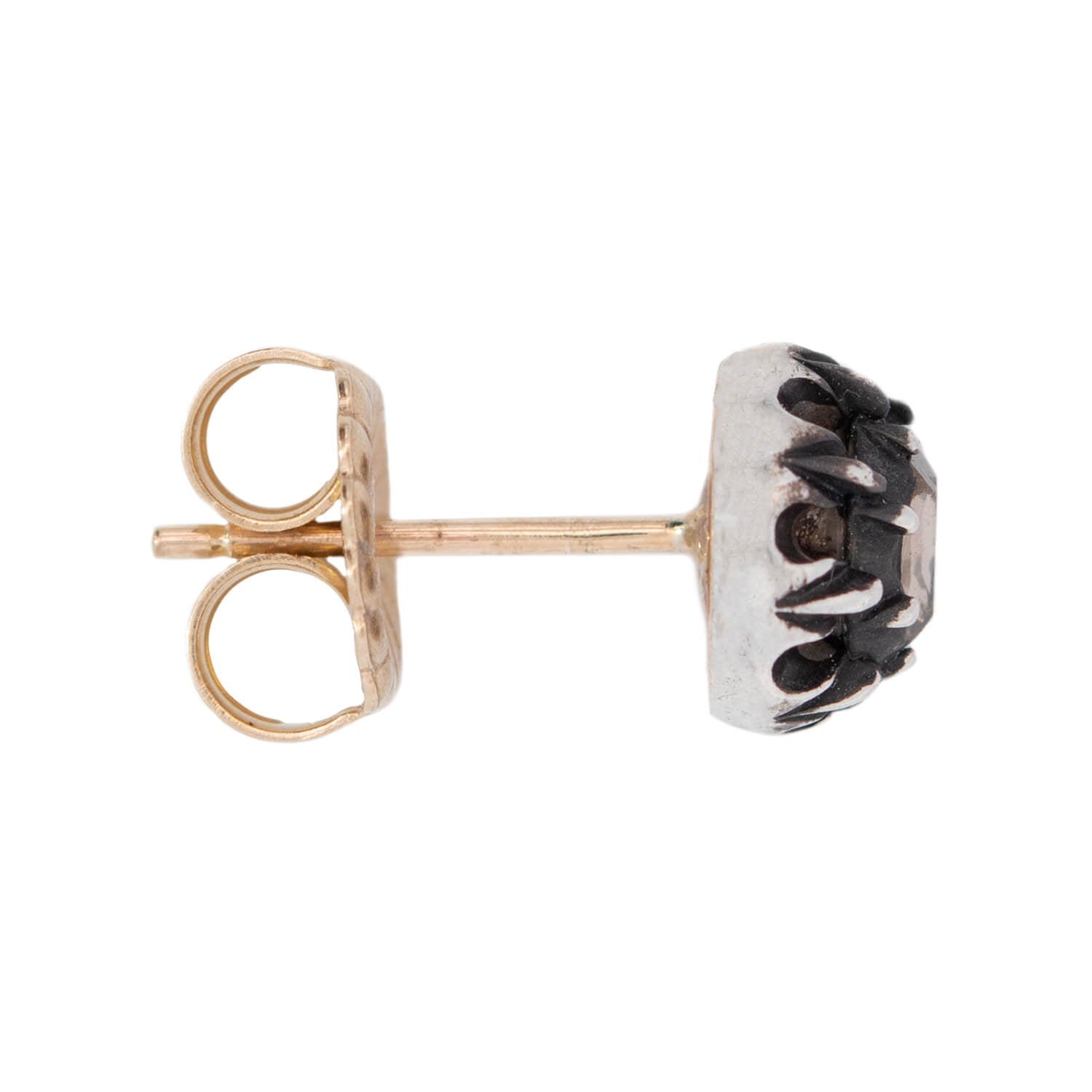 Victorian Style 14k Gold & Sterling Silver Diamond Stud Earrings - Elegant Antique Jewelry for Women, Perfect for Weddings, Parties & Special Occasions