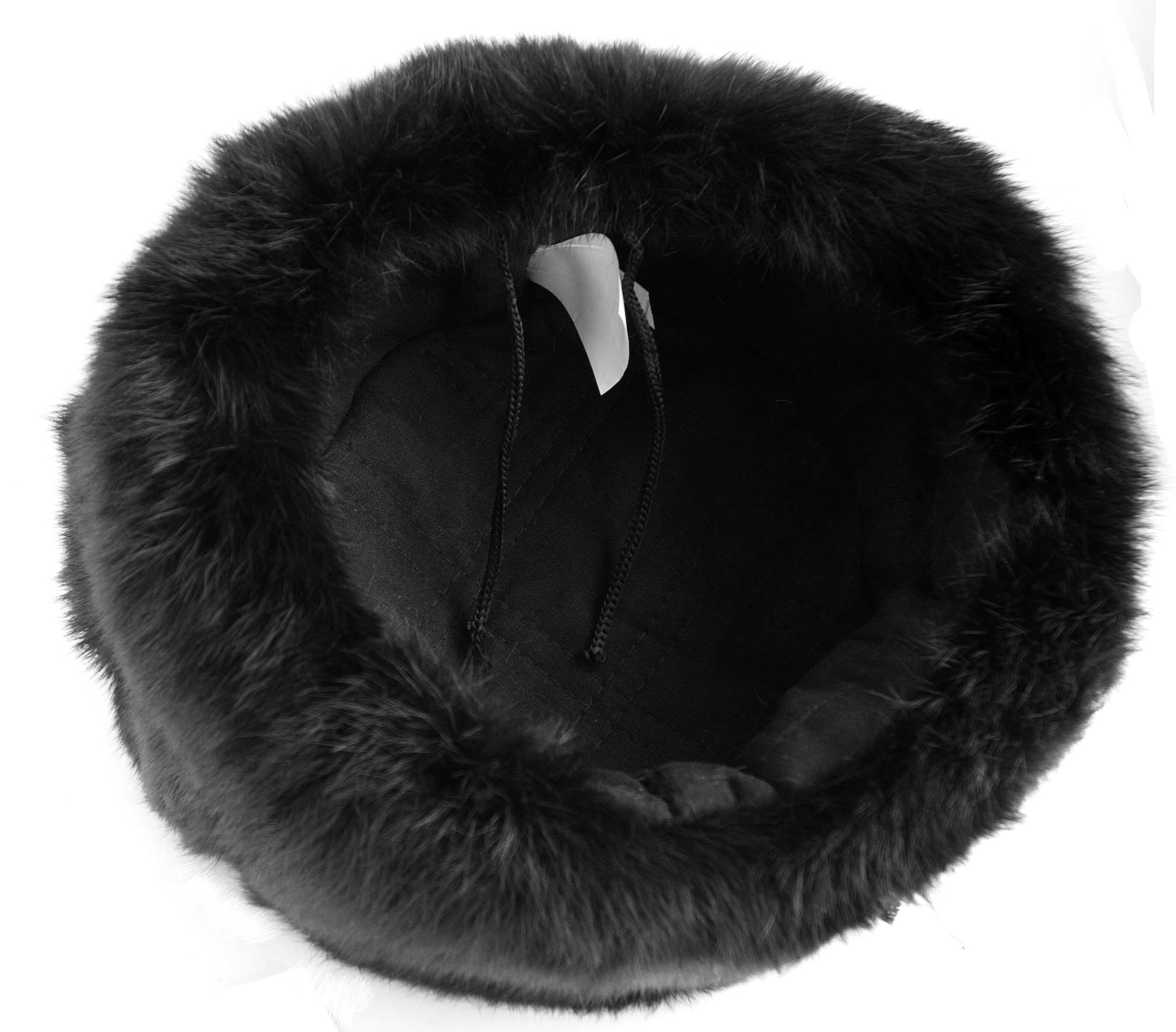 Rabbit Fur Ushanka Winter Hat Black with Soviet Army Soldier Insignia - Warm Russian Military Style Hat for Cold Weather & Outdoor Activities