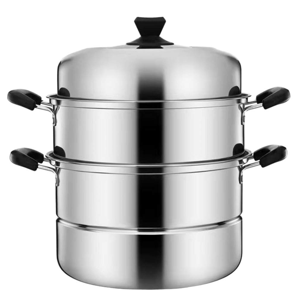 Premium Stainless Steel Steamer Set - 3-Layer Stackable Cooking Pot for Vegetables, Dumplings & Seafood | 28cm Multipurpose Food Steamer Cookware | Perfect for Healthy Meals, Meal Prep & Asian Cuisine