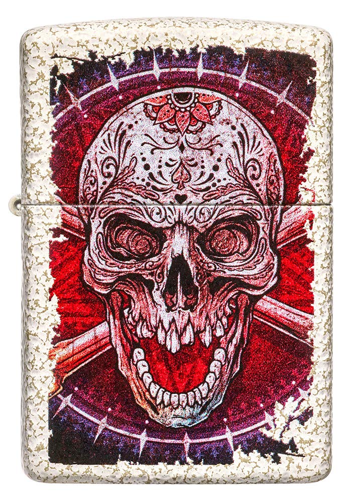 Zippo Sugar Skull Design Mercury Glass Pocket Lighter - Windproof Refillable Metal Lighter for Outdoor Camping, Hiking & Everyday Carry (ECL)