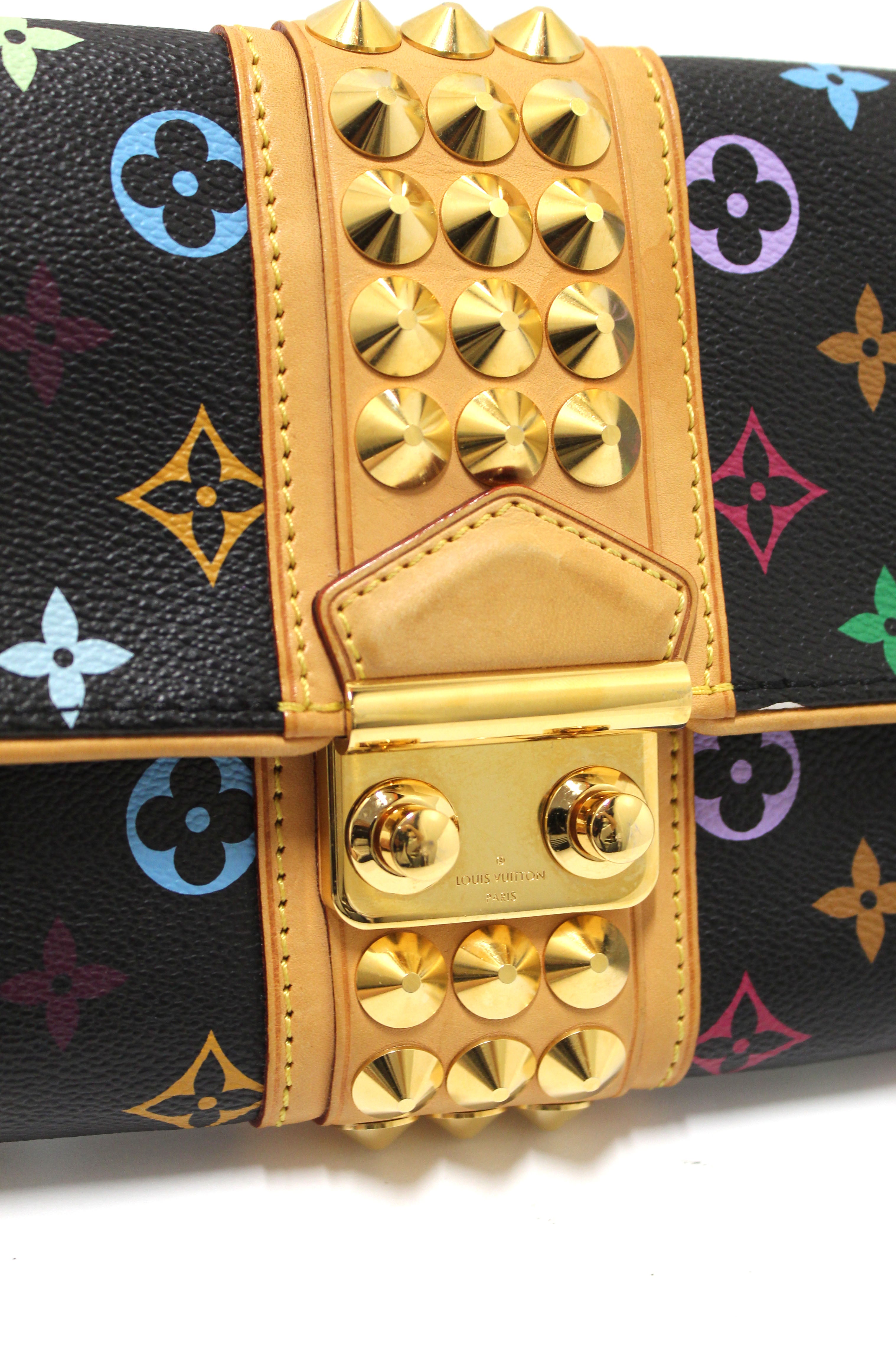 Authentic Louis Vuitton Black Multicolor Monogram Courtney Clutch Bag for Women - Luxury Evening Clutch for Parties, Weddings & Special Events