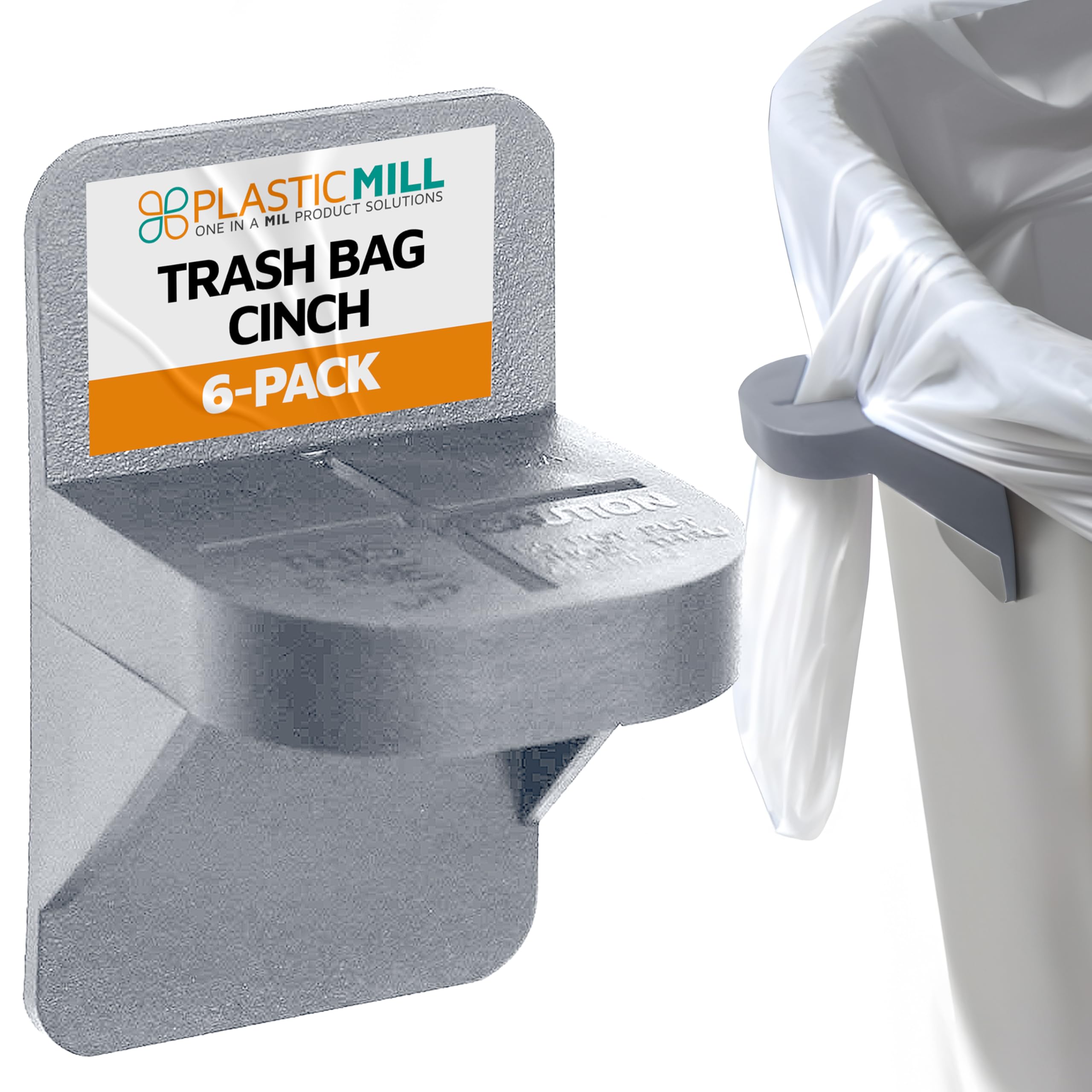 PlasticMill Trash Bag Cinch - Heavy Duty Trash Bag Holder for Kitchen & Bathroom Trash Cans - Secure Liner Holder Prevents Slipping - Fits Most Standard 13-30 Gallon Cans (Putty, 2-Pack) - Perfect for Home, Office & Outdoor Use