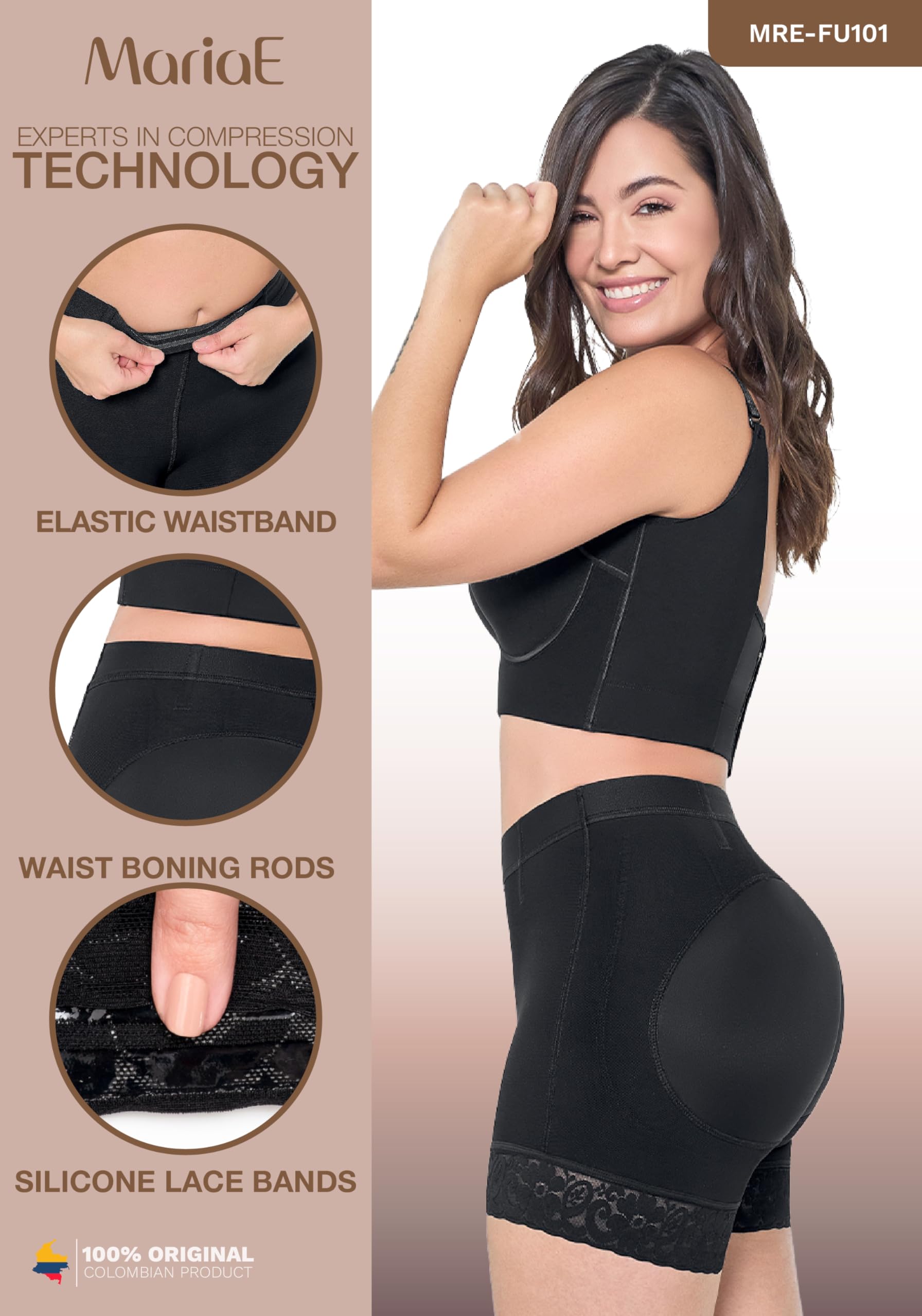 MARIAE Colombian Compression Shorts for Women – High Waist Slimming Shapewear | Fajas Colombianas for Workout, Postpartum & Everyday Comfort