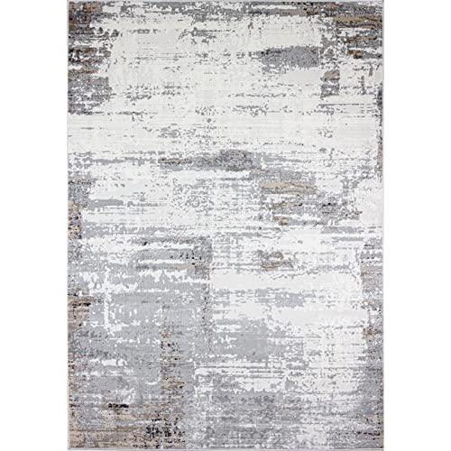 Bashian Collection Luxury Power Loom Area Rug - 8.6’ x 11.6’ Polypropylene & Polyester Runner Rug for Entryway, Living Room, Bedroom - Soft Ivory/Grey Home Decor - Perfect for Modern Homes, Apartments & Office Spaces