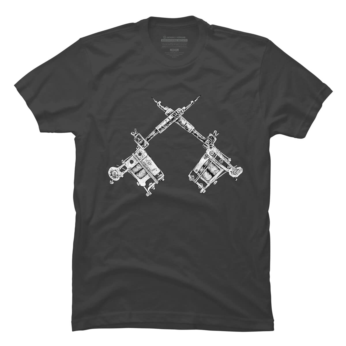 Design By Humans Men's Vintage Tattoo Guns Graphic T-Shirt by Matthew Britton | Cool Retro Style Tee for Casual Wear, Street Fashion & Music Festivals