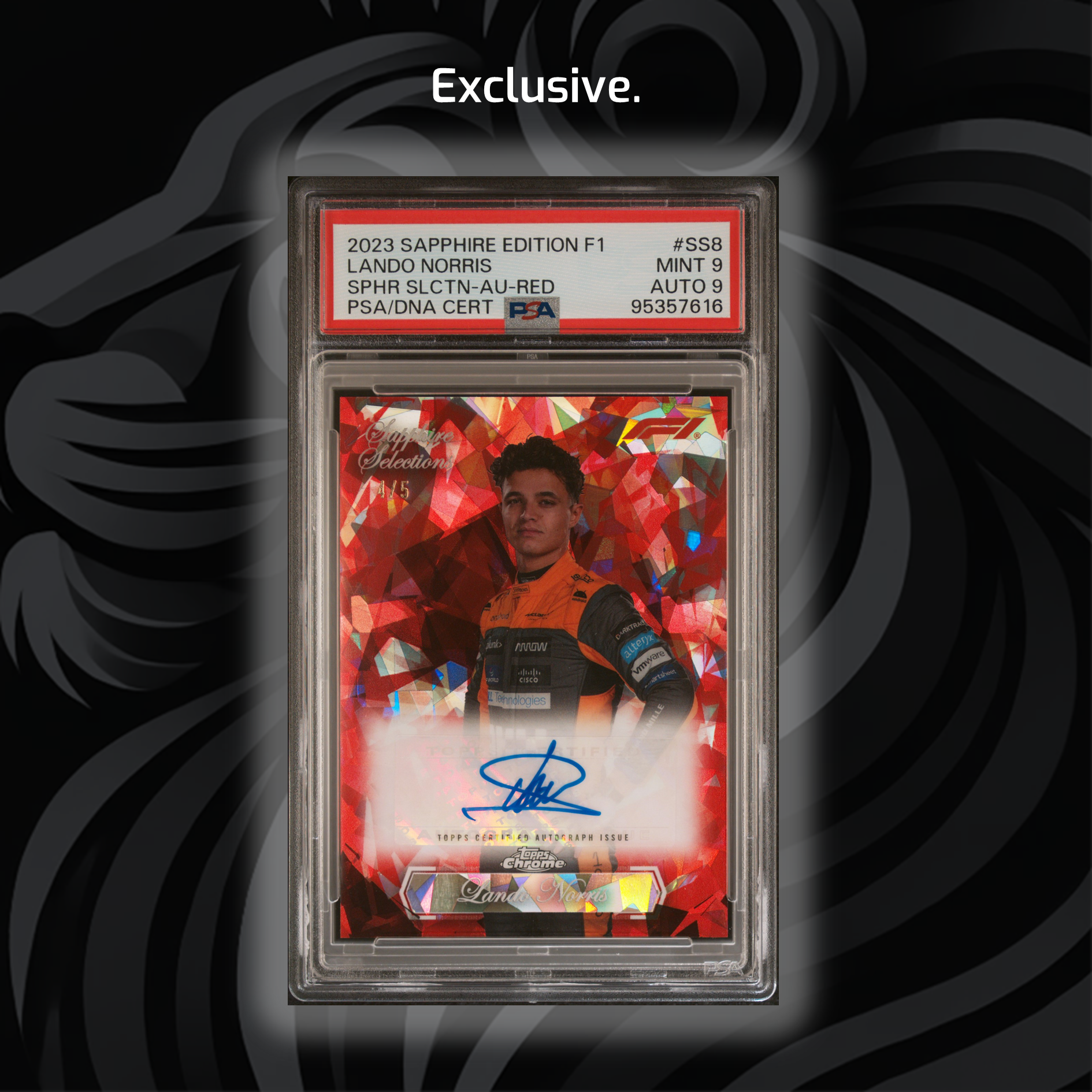 2023 Topps Chrome Sapphire Selections PSA 9 Lando Norris #SS8 Red Autograph - Rare F1 Racing Collectible for Fans & Card Investors