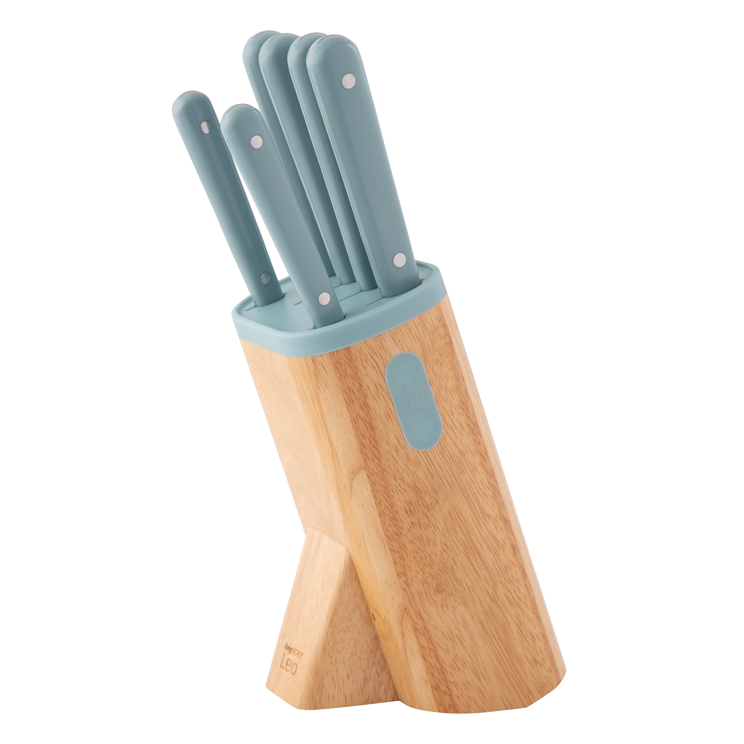 BergHOFF Leo Slate 7-Piece Stainless Steel Knife Block Set - Premium Kitchen Cutlery for Home Chefs & Cooking Enthusiasts