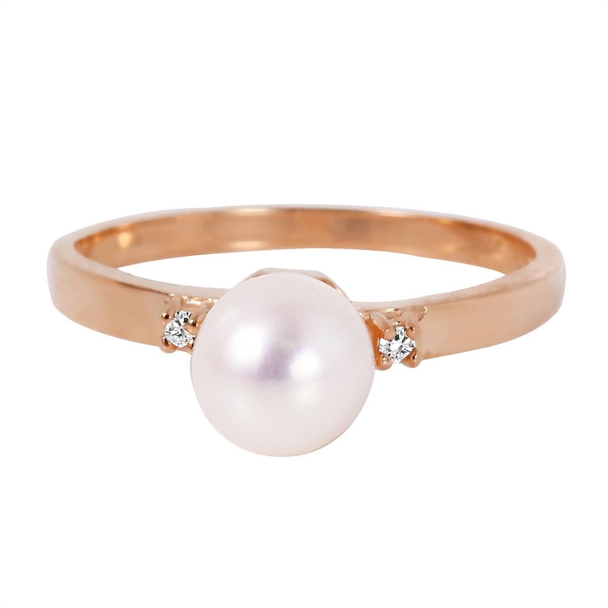 1.02 Carat 14K Solid Rose Gold Diamond & Pearl Ring for Women - Elegant Wedding, Engagement, Anniversary Gift for Her