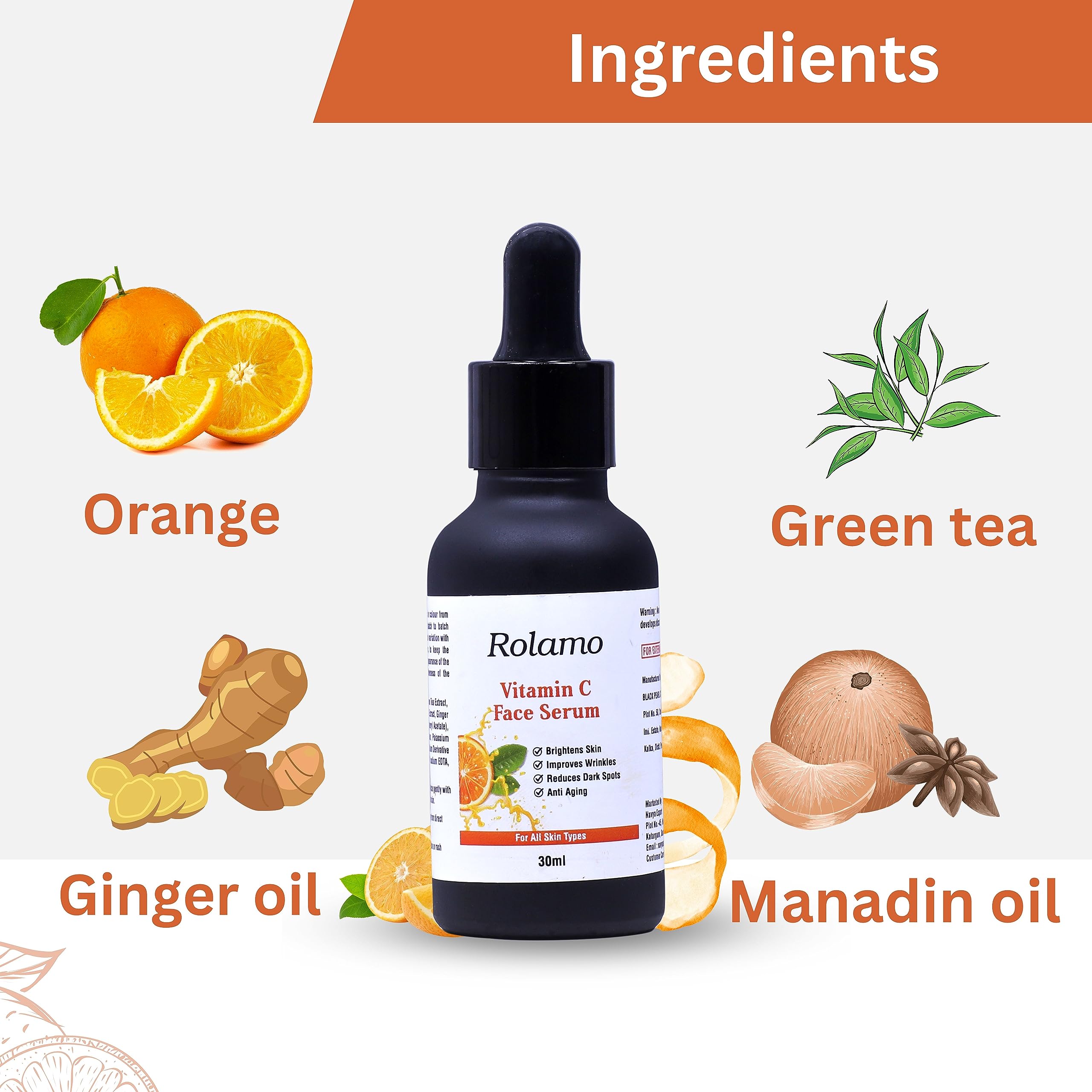 Rolamo Vitamin C & Green Tea Skincare Set - Vitamin C Face Wash 100ml + Brightening Serum 30g for Glowing Skin | Daily Cleansing & Anti-Aging Routine