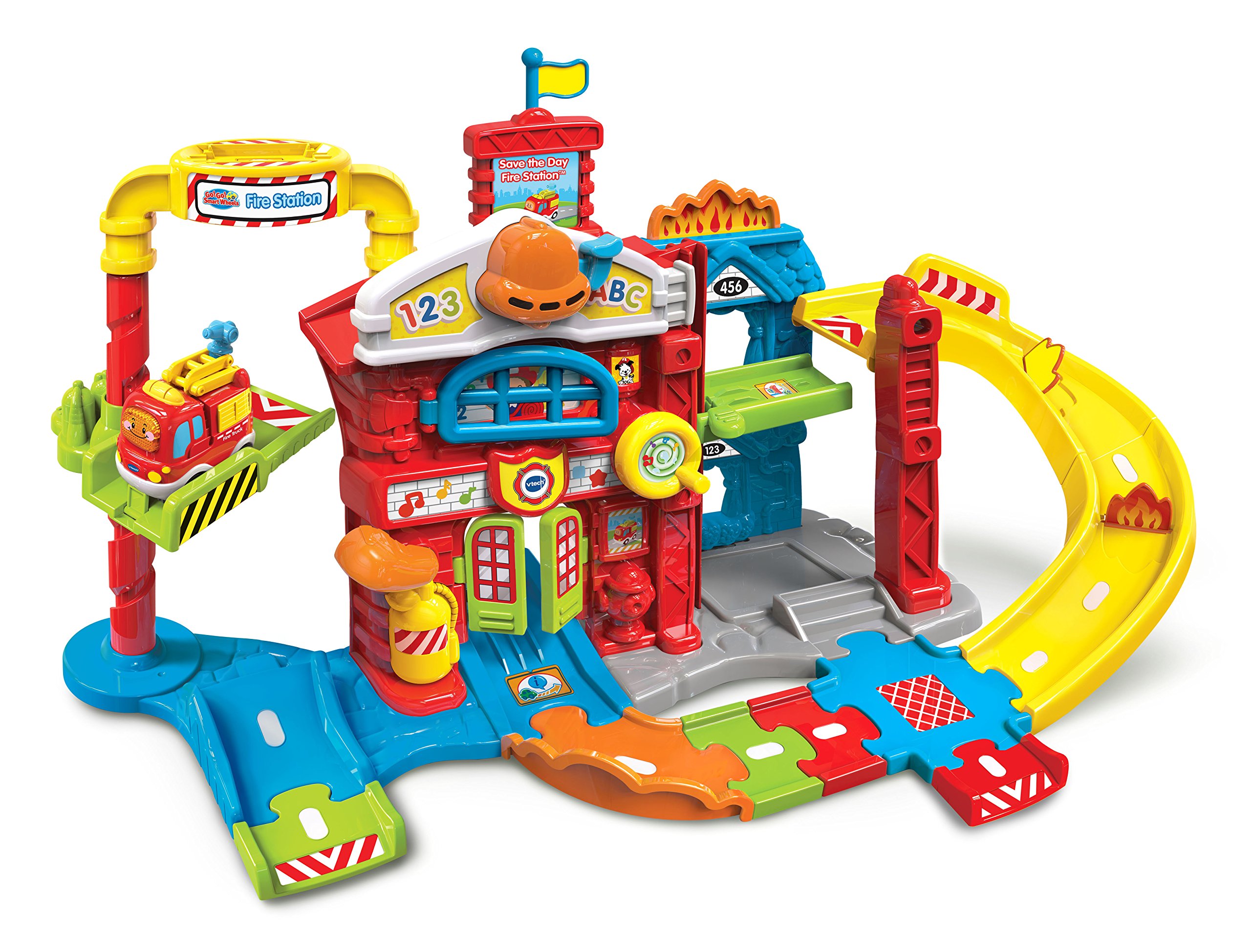 VTech Go! Go! Smart Wheels Save The Day Fire Station Playset - Interactive Learning Toy for Toddlers & Kids Ages 1-5 Years - Educational Fire Truck Toy with Lights & Sounds - Perfect for Pretend Play & Early Childhood Development