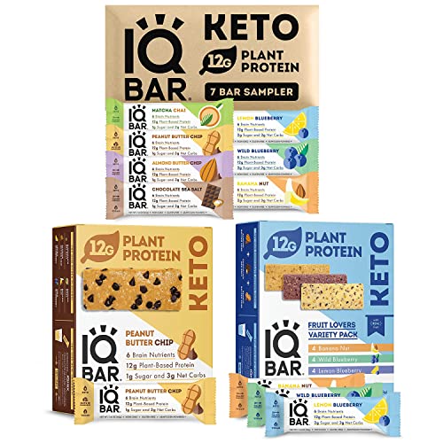 IQBAR Keto Protein Bars - 12-Count Variety Pack for Fitness & Snacking