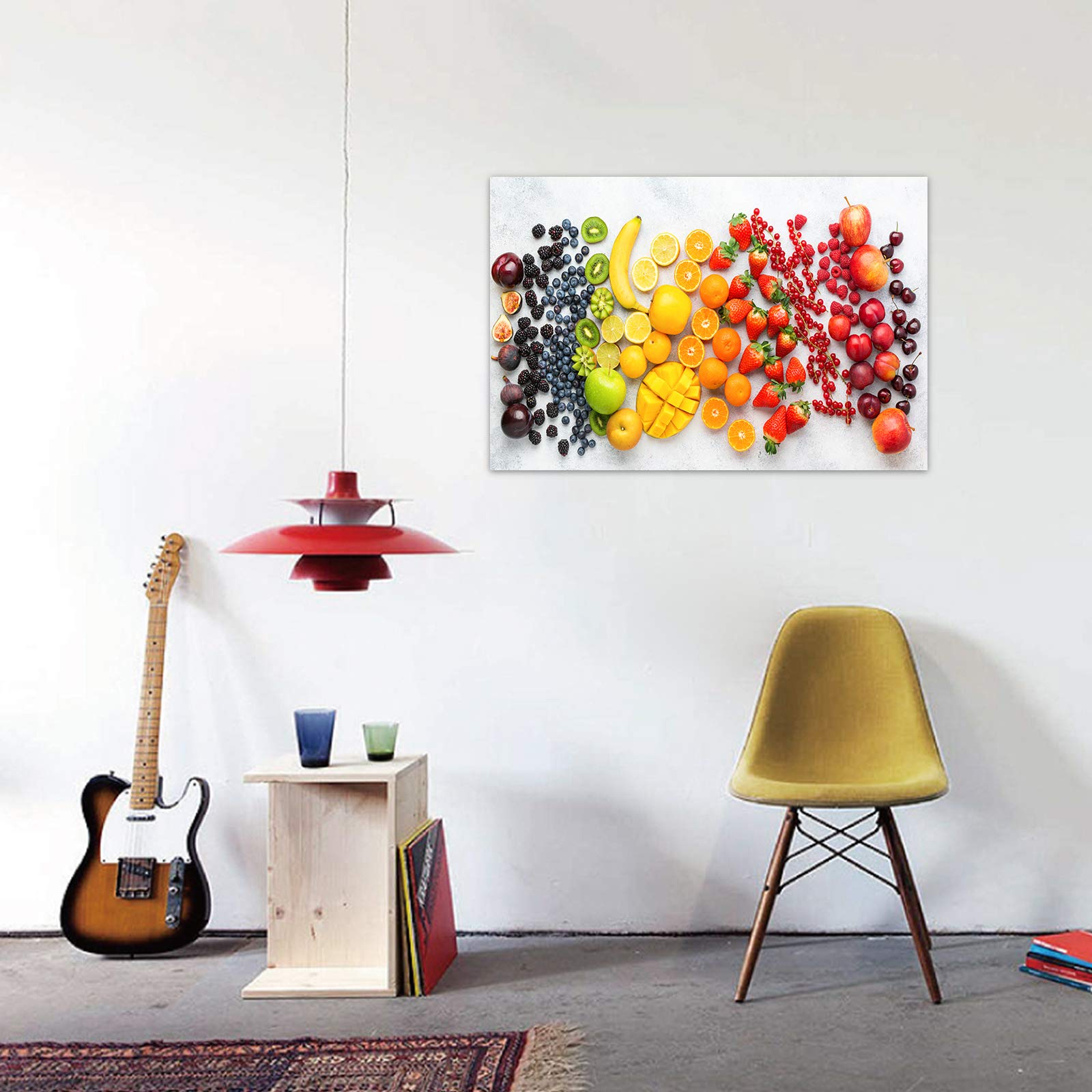 GUTTATY Kitchen Canvas Wall Art - Framed Fruit Painting for Dining Room & Home Decor, Healthy Food Artwork for Kitchen & Restaurant - Ready to Hang (28x40 Inches) - Perfect for Farmhouse, Modern & Rustic Interior Design