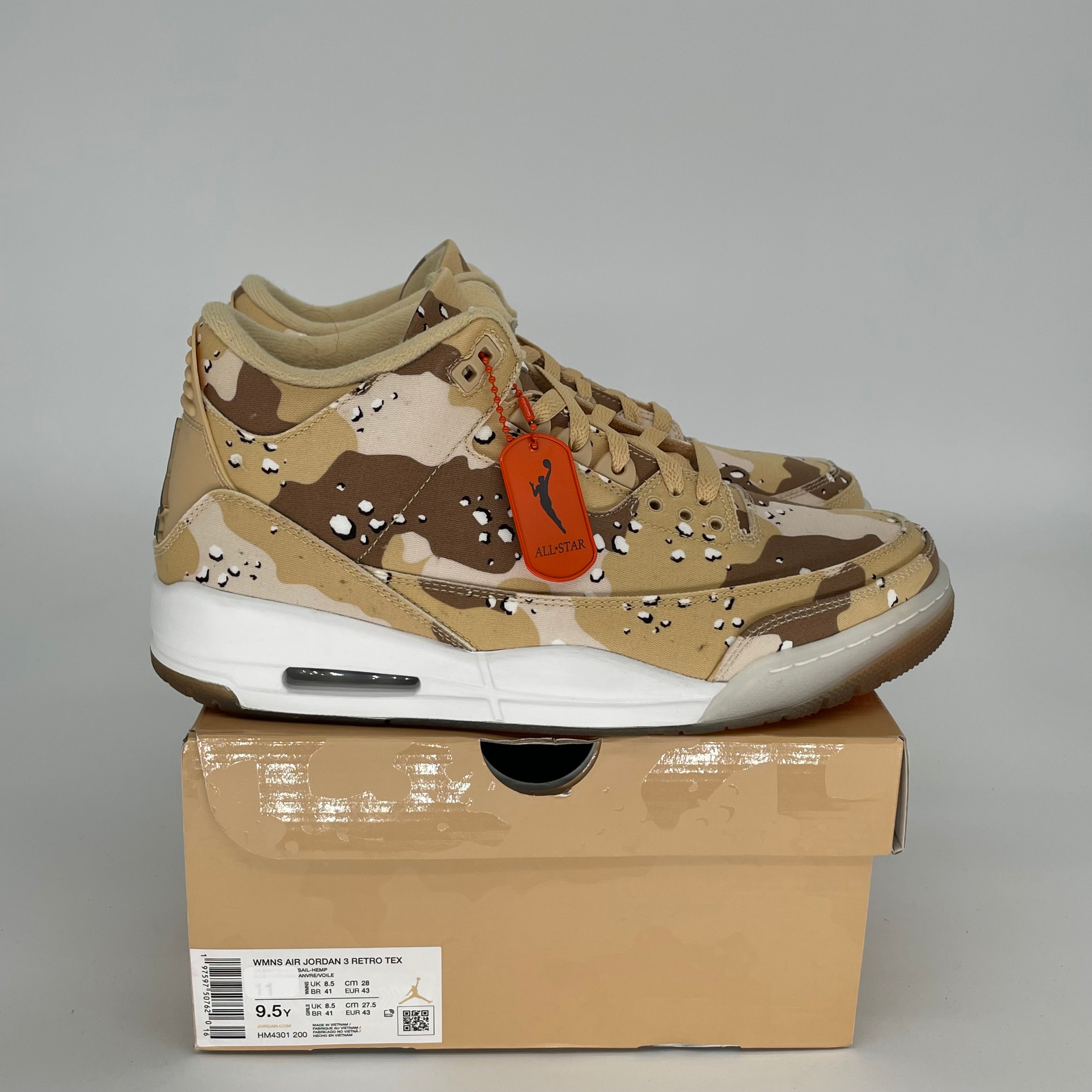 AIR JORDAN 3 WNBA Desert Camo Women's Basketball Shoes Size 9.5/11W Style HM4301-200 - Perfect for Streetwear, Basketball Games & Sneaker Collection