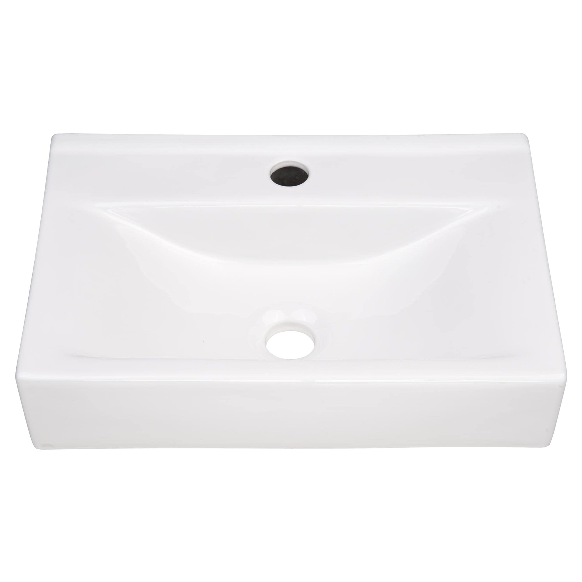 Aquaterior 2 Pack 18 Inch Rectangular Ceramic Bathroom Vessel Sink with Pop-Up Drain - Modern Above Counter Basin for Vanity, Powder Room, and Guest Bathroom