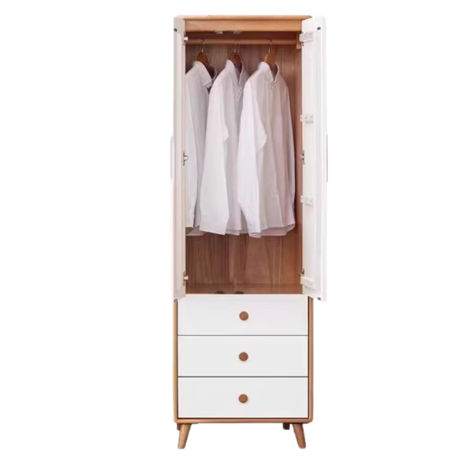 Solid Beech Wood Wardrobe Set - Modern Closet Organizer for Bedroom, Living Room & Office Storage