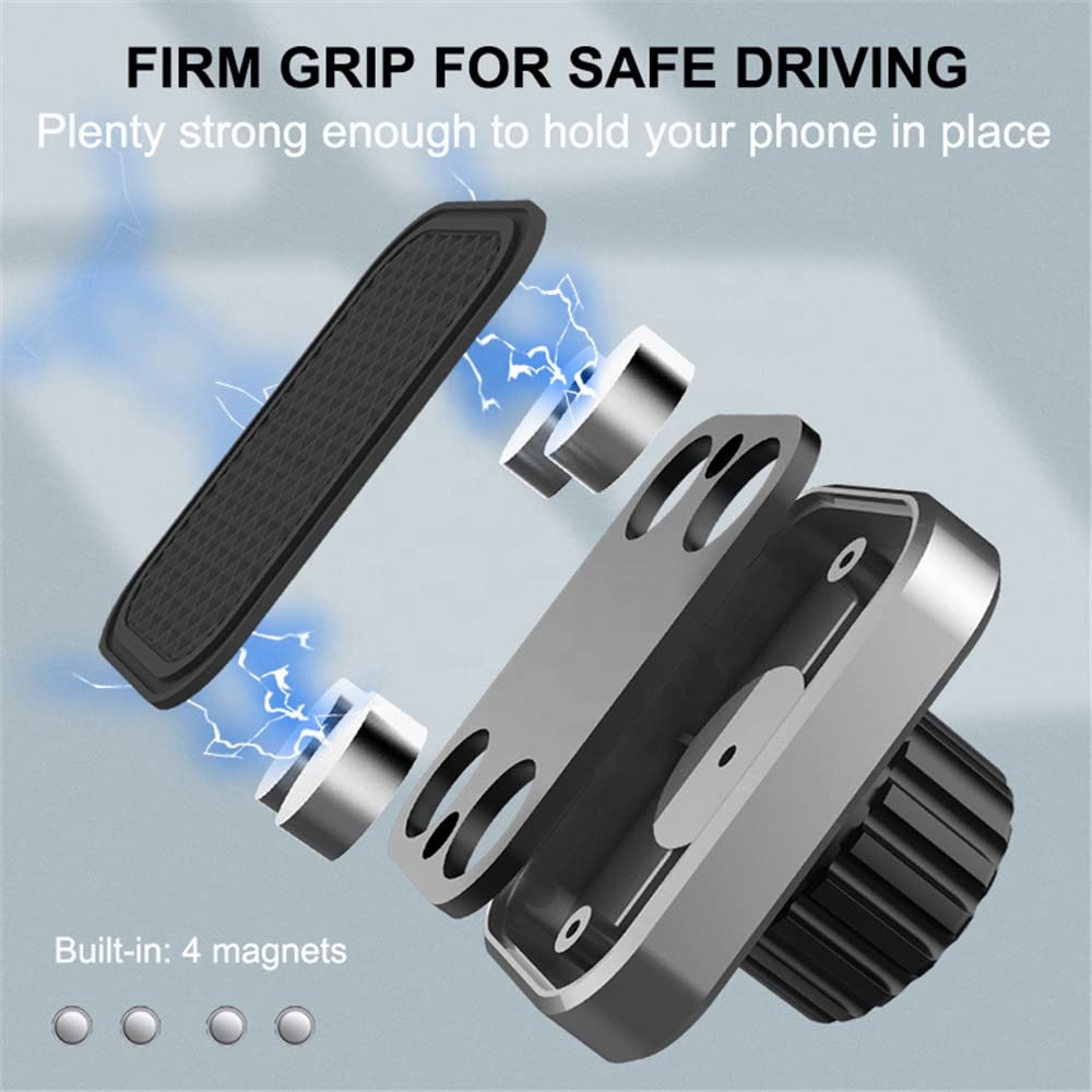 Strong Magnetic Phone Car Mount for Dashboard & Windshield - 360° Rotatable Phone Holder with 4 Powerful Magnets | Perfect for Hands-Free Navigation, Driving & Video Calls