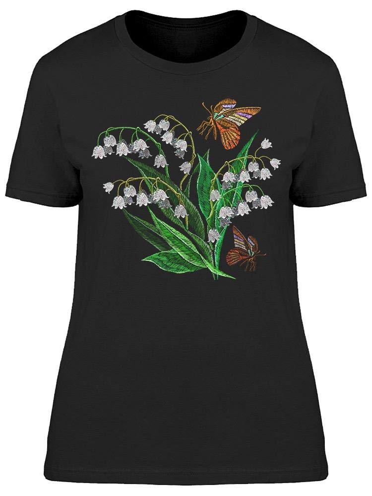Floral Butterfly Embroidered T-Shirt for Women - Stylish Casual Top for Spring & Summer Outfits
