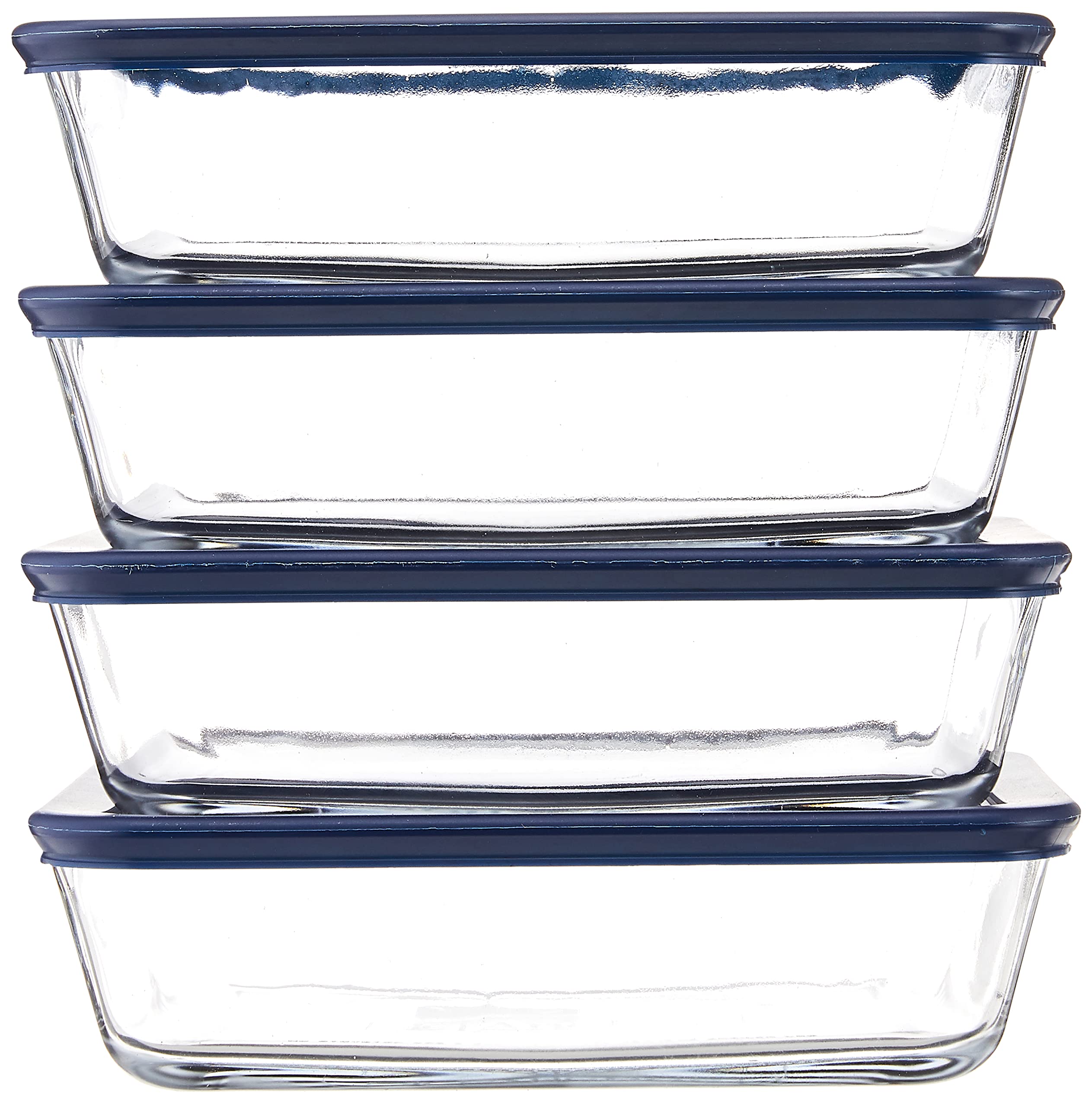 Anchor Hocking 6-Cup Rectangular Glass Food Storage Containers with Blue Plastic Lids - Set of 4 | Airtight Kitchen Organization for Meal Prep, Leftovers & Pantry Storage | BPA-Free, Microwave & Freezer Safe