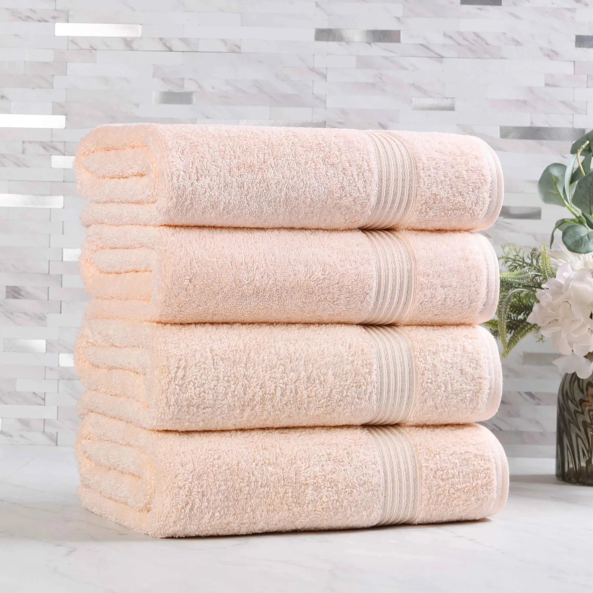 Premium Egyptian Cotton Bath Towels Set of 4 - Ultra Soft & Highly Absorbent Luxury Towels for Spa, Hotel & Home Use