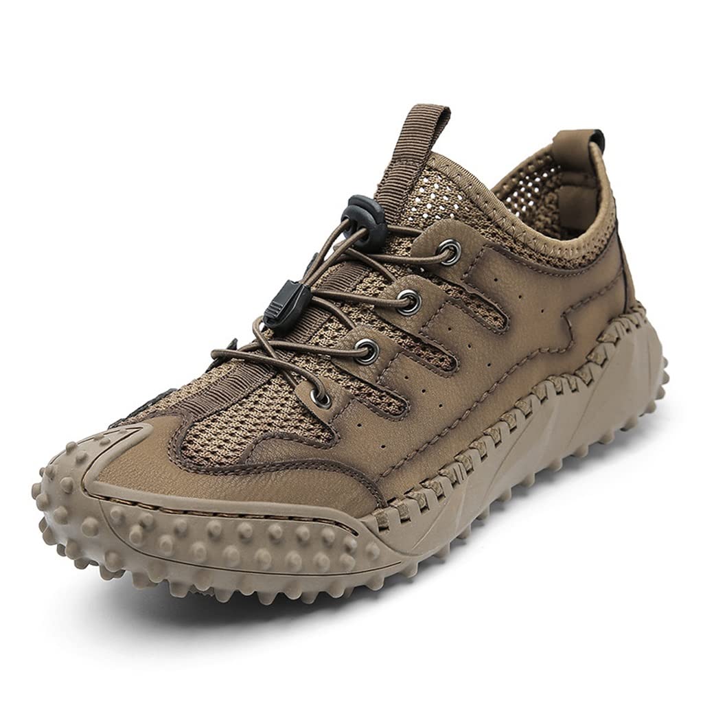 **Breathable Handmade Men's Sneakers - Lightweight Summer Casual Shoes for Outdoor Walking & Wading (Brown, Size 38cm) - Perfect for Hiking, Beach & Daily Wear**