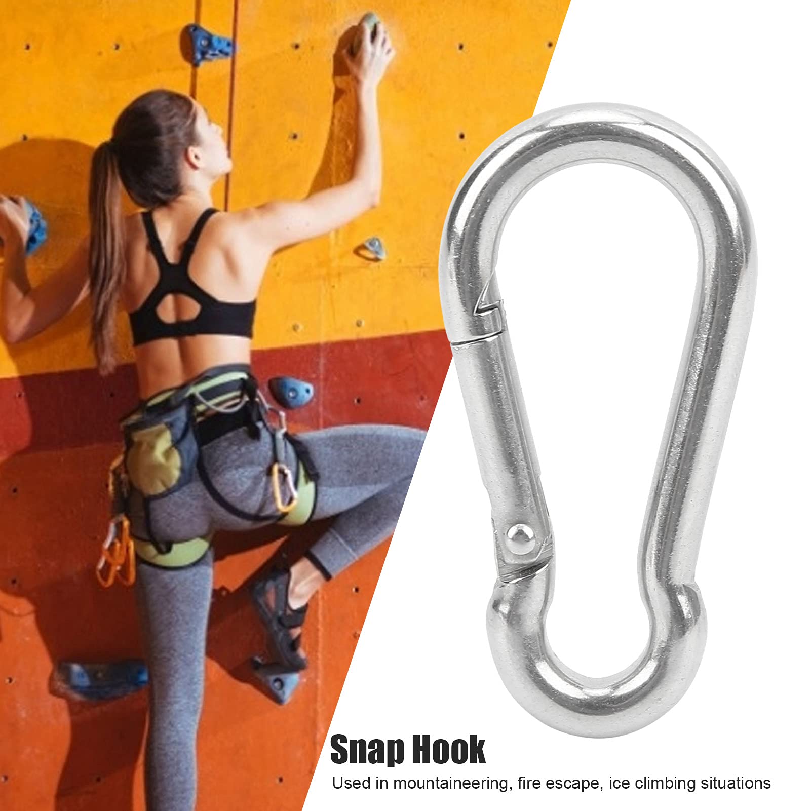Stainless Steel Snap Hooks 10Pcs - Durable Spring Carabiner for Rope & Safety Gear