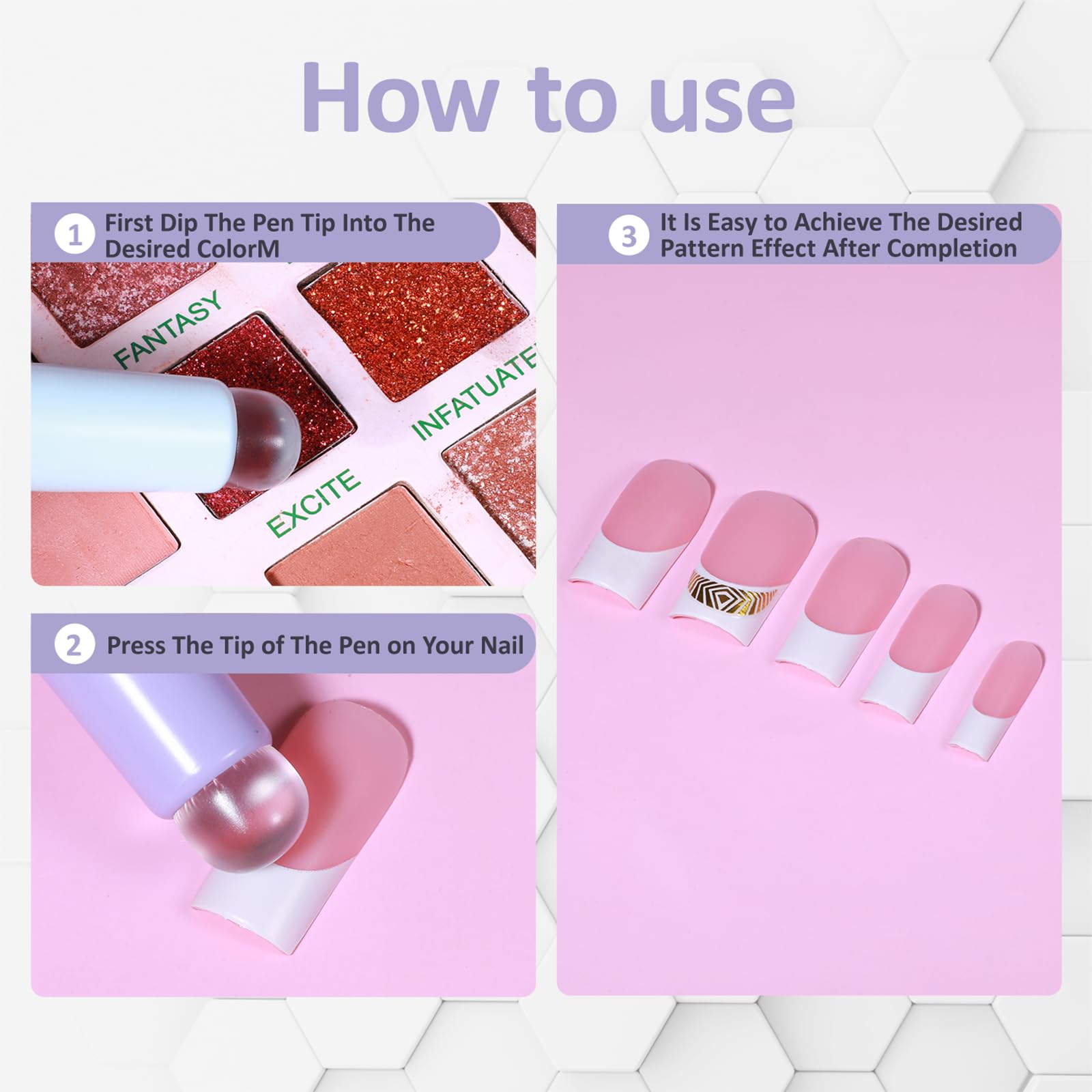 3 Pack Reusable Silicone Nail Powder Applicator & Ombre Gradient Brush Set with Nail Art Mixing Palettes - Professional Nail Art Tools for Salon, Home Manicure & DIY Nail Designs