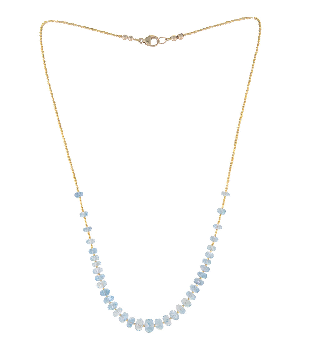 Galit Santa Maria Aquamarine Faceted Bead Necklace - Elegant Blue Gemstone Jewelry for Women, Perfect for Weddings, Parties & Special Occasions