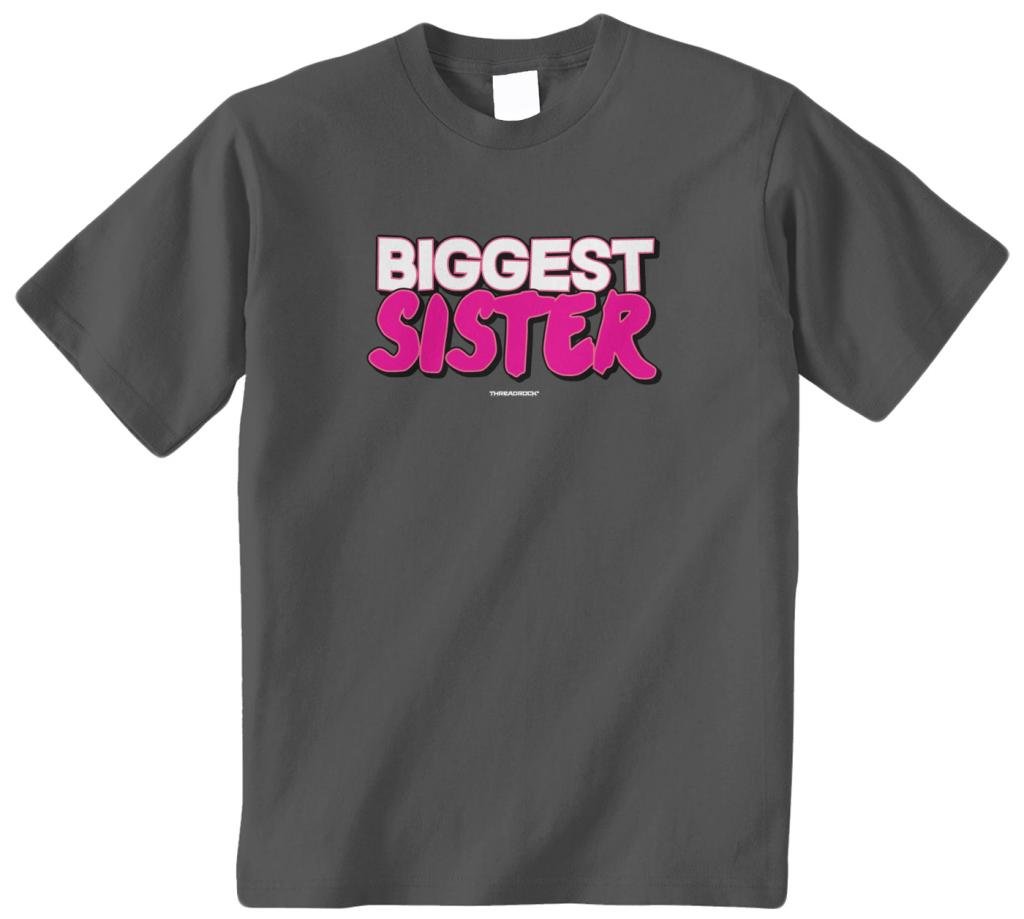 Threadrock Big Girls' Biggest Sister Youth T-Shirt | Cute Sibling Matching Outfit for Sisters | Perfect for Family Photos, Birthdays & Sister Bonding Activities
