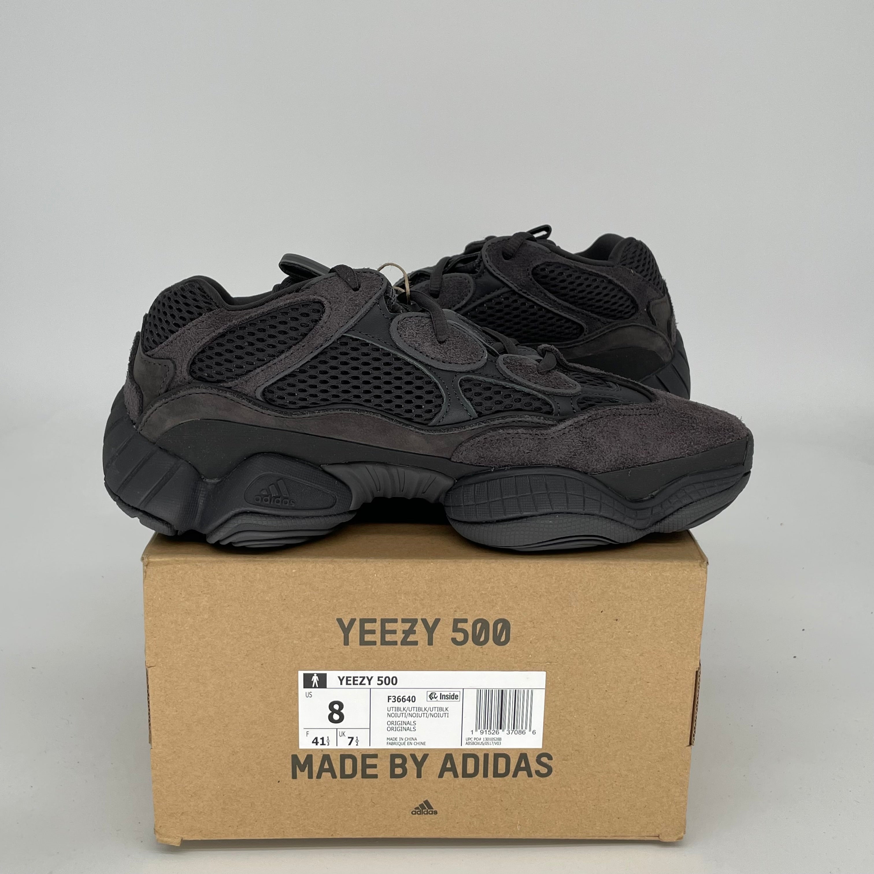 Adidas Yeezy 500 Utility Black Men's Sneakers Size 8 | F36640 | Comfortable Running Shoes for Casual Wear & Street Style